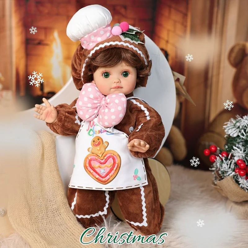 18 Inch/45cm Vinyl Lifelike Reborn Baby Doll in Brown Little Chef Christmas Costume