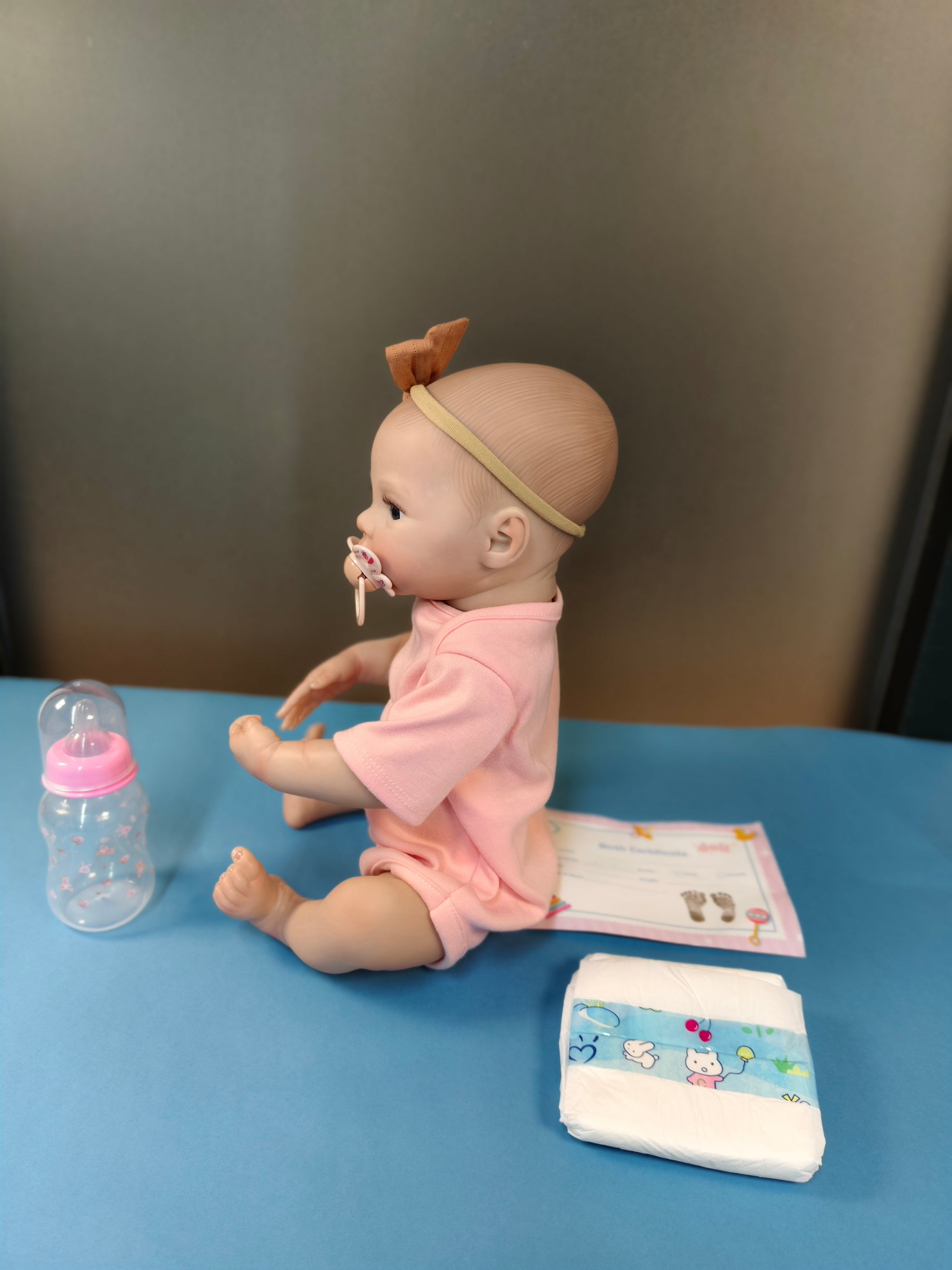 18-Inch/45cm Full Vinyl Reborn Baby Girl - 49cm Anatomically Correct Waterproof Doll with Hand-Painted Hair