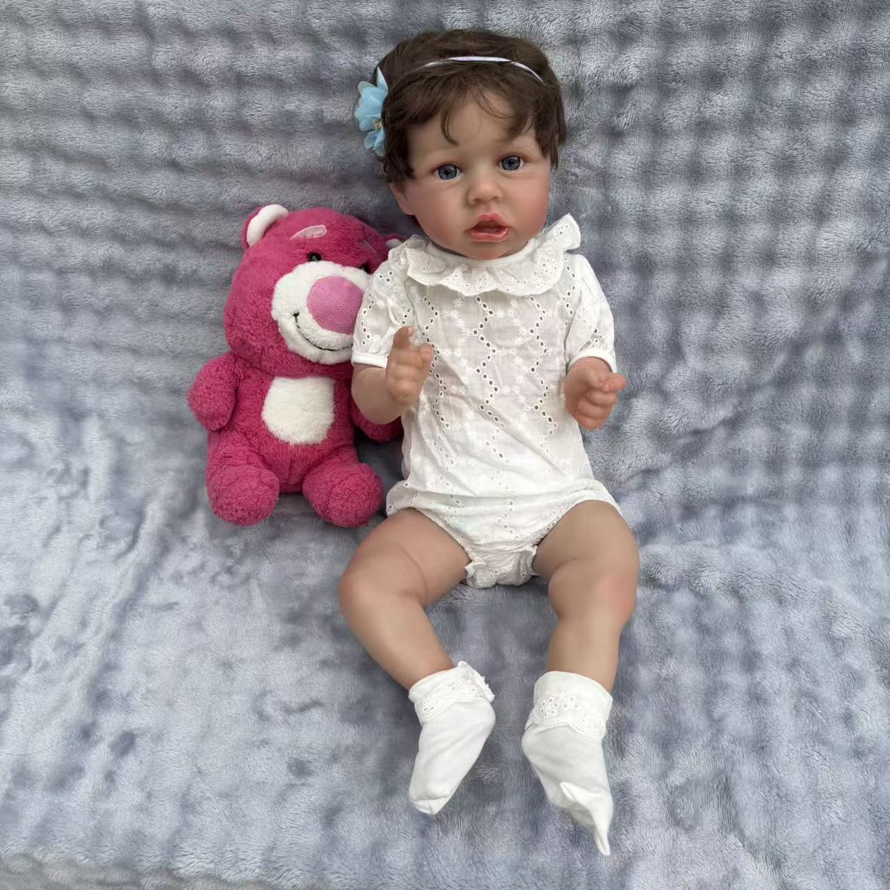 22-Inch/55cm Full Body Vinyl Reborn Girl - 55cm Life-Size Waterproof Baby Doll with Rooted Hair & Bathable Body