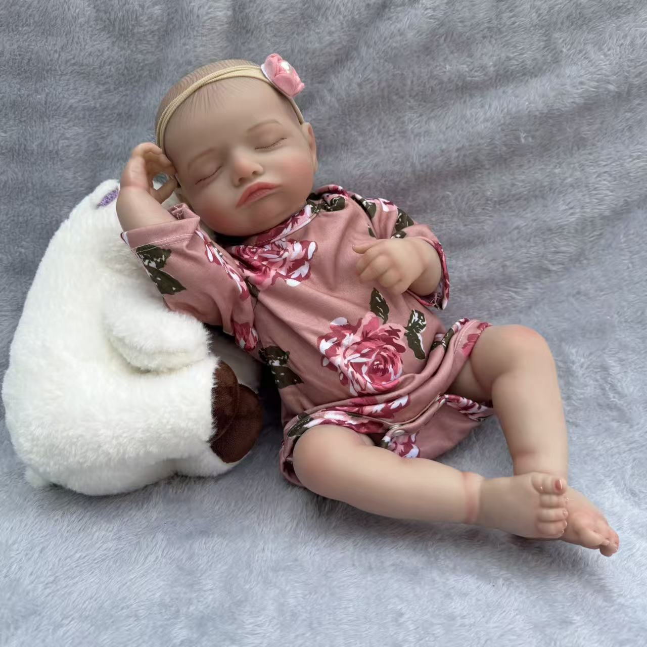 18-Inch Rosalie Full Body Vinyl Reborn Doll - 3D Lifelike Skin 45cm Waterproof Sleeping Baby with Rooted Hair