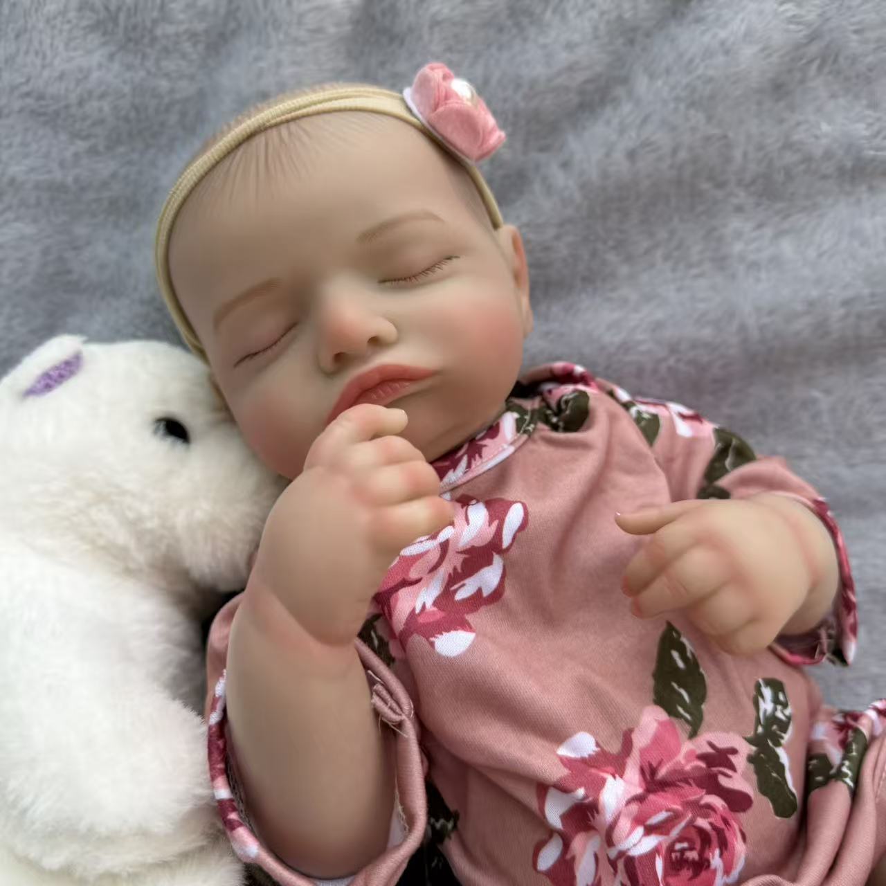 18-Inch Rosalie Full Body Vinyl Reborn Doll - 3D Lifelike Skin 45cm Waterproof Sleeping Baby with Rooted Hair