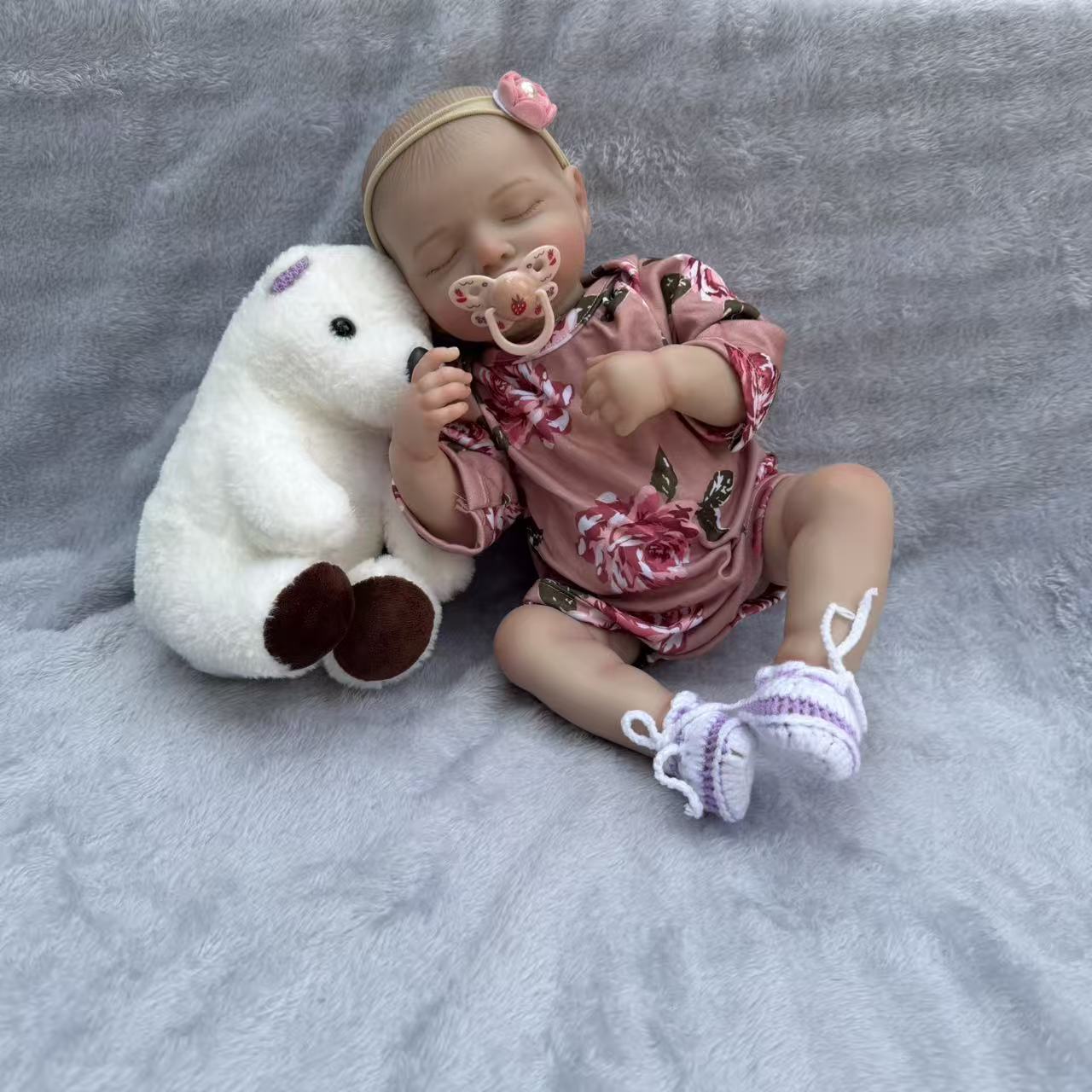 18-Inch Rosalie Full Body Vinyl Reborn Doll - 3D Lifelike Skin 45cm Waterproof Sleeping Baby with Rooted Hair