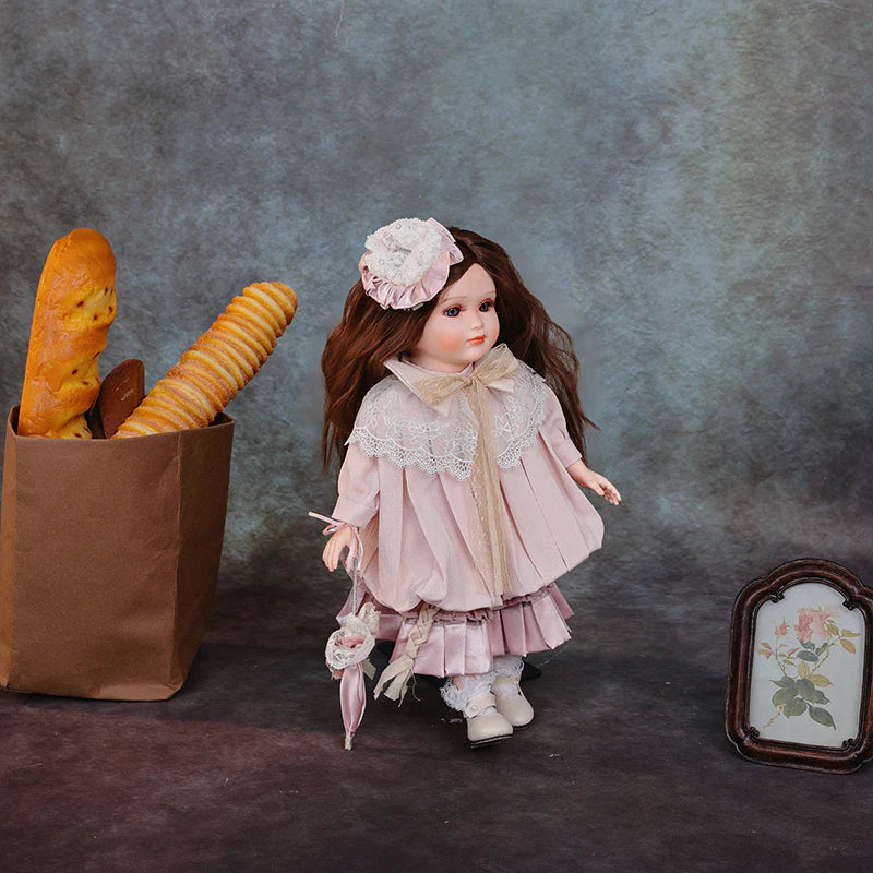 18-Inch/45cm Classical Dress Blonde Porcelain Princess Doll(Light Pink)