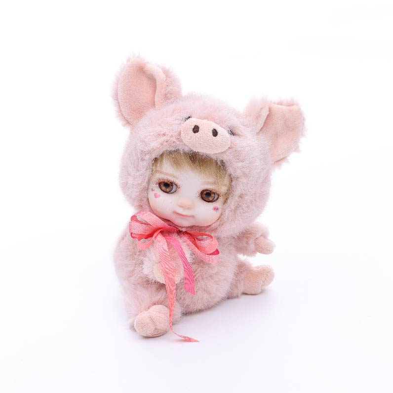 8 Inch/20cm High-Quality porcelain Cheeks Plush Pink Pig Hat Doll