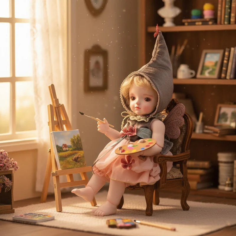 20-Inch/50cm Aimee Articulated Doll with Hand-Rooted Curls & Detailed Gown