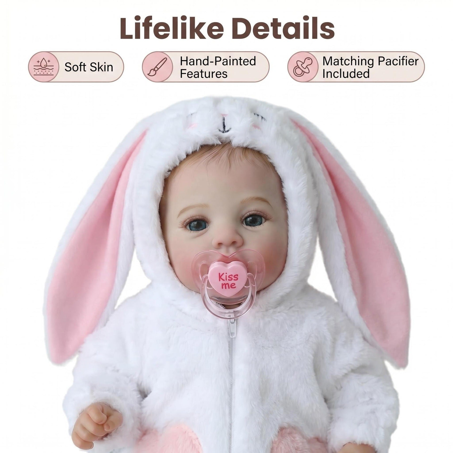 18inch Newreborn Baby Doll Lifelike Cuddly Figure with 3D Skin Multiple Layers Painting Visible Veins