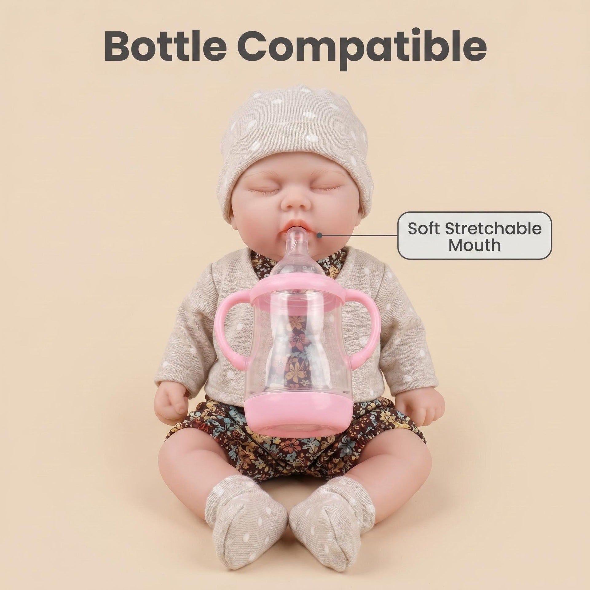 12Inch Collectible Reborn Doll, Soft Solid Platinum Silicone Baby with Elastic Stretchable Real Touch Body