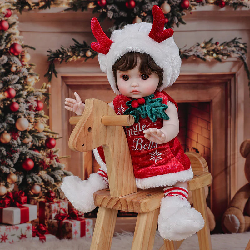 18 Inch/45cm Vinyl Lifelike Reborn Baby Doll in Festive Red Christmas Costume