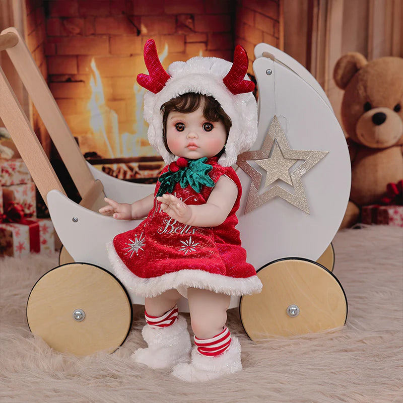 18 Inch/45cm Vinyl Lifelike Reborn Baby Doll in Festive Red Christmas Costume