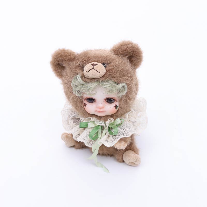 8 Inch/20cm High-Quality porcelain Cheeks Plush Brown Bear Hat Doll.
