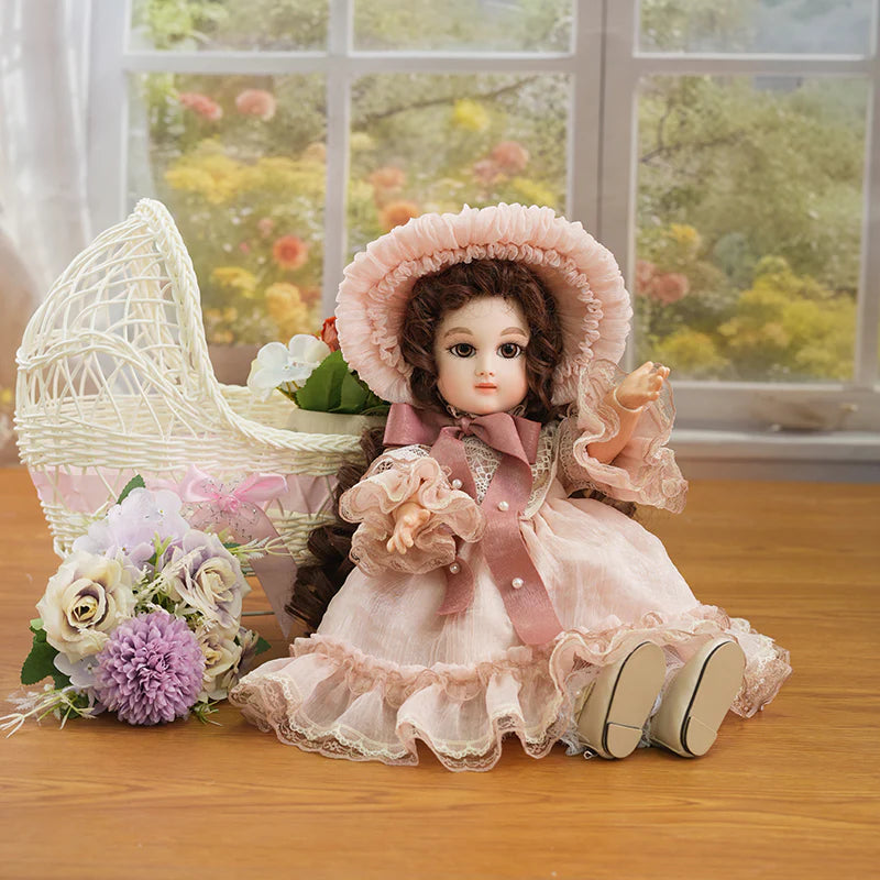 Vintage BJD Doll 16 Inch/40cm - Imperial Court Theme 1/4 Ball Jointed Dolls for Girls - Hand-Painted Face & Exquisite Dress Up Set