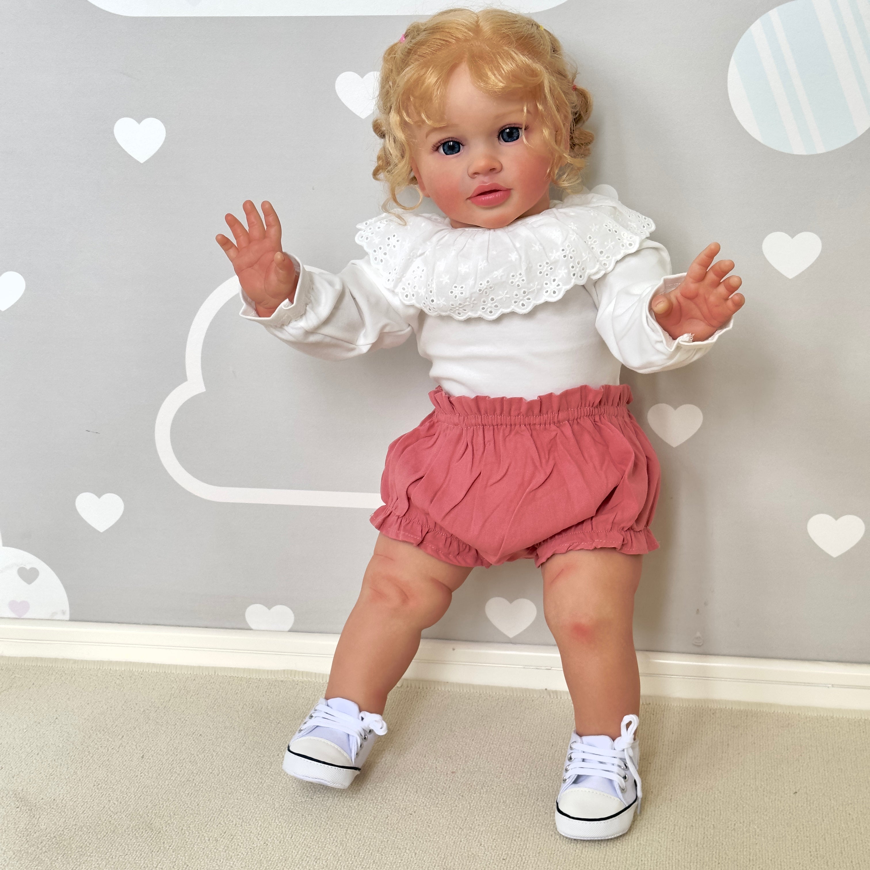Reborn Baby Dolls Blonde Hair That Look Real 26 Inch/65cm Reborn Toddler Straight Legs Realistic Baby Dolls Girl Chubby Body Vinyl Newborn Babies Poseable Art Collection Dolls Giant Birthday Gift