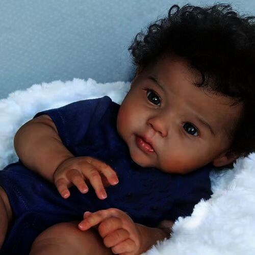 20Inch Lifelike Reborn Baby Dolls with Cloth Body African Black 3D Skin Handmade Doll Kids Toy for Girls Reborn Dolls