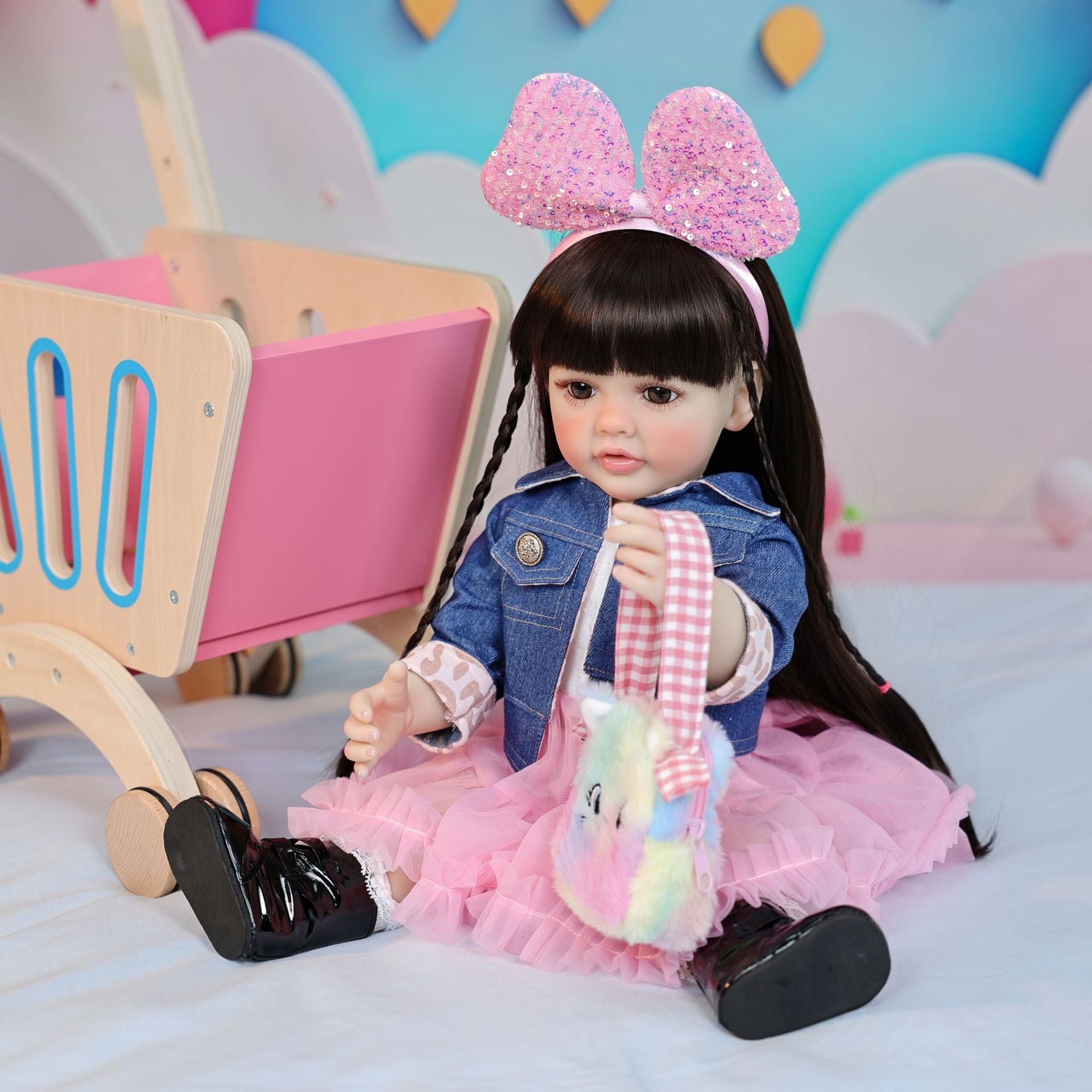 22 inch Reborn Doll with Full vinyl Body standing doll ornaments for gifts