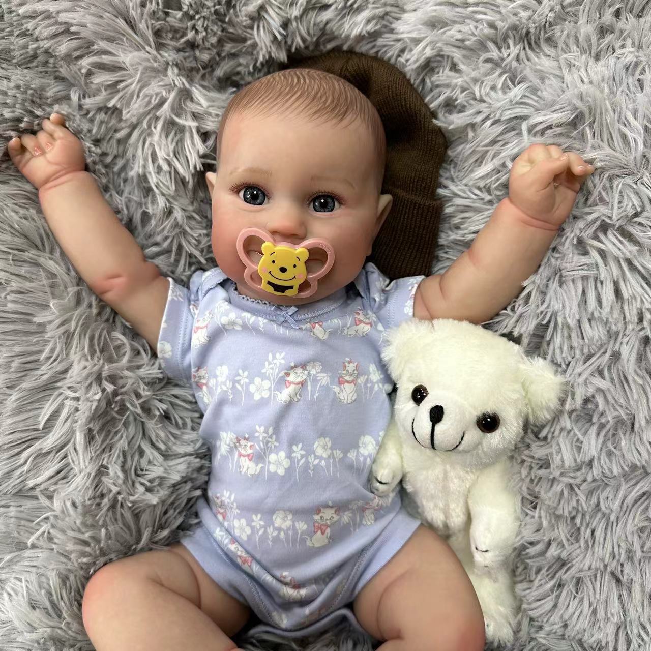 20Inch Realistic Reborn Newborn Doll with Cloth Body Delicate 3D Vein Skin Handmade Toy Doll as Birthday Gift for Girls