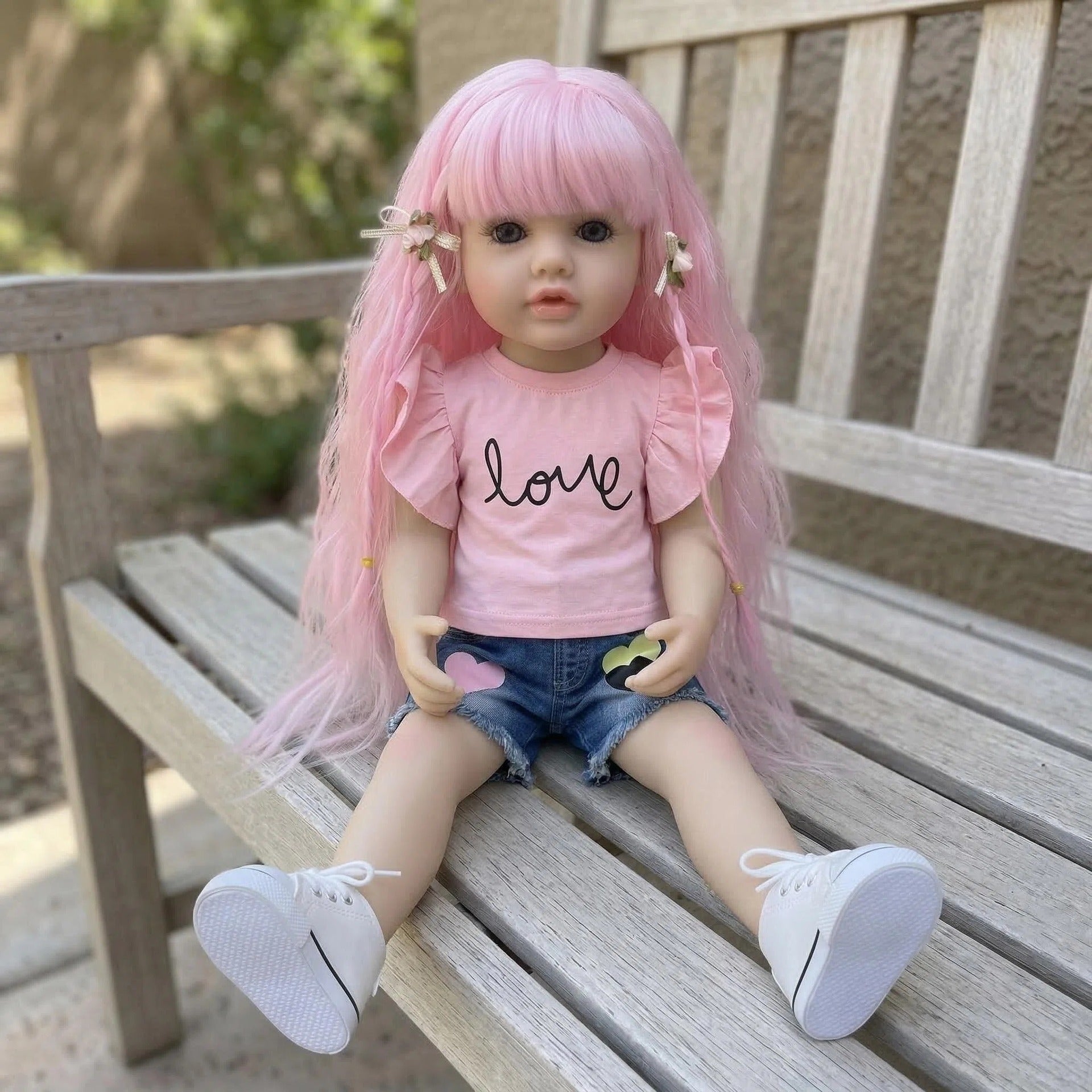 22 inch heart-shaped denim shorts Betty simulation reincarnation doll reborn doll