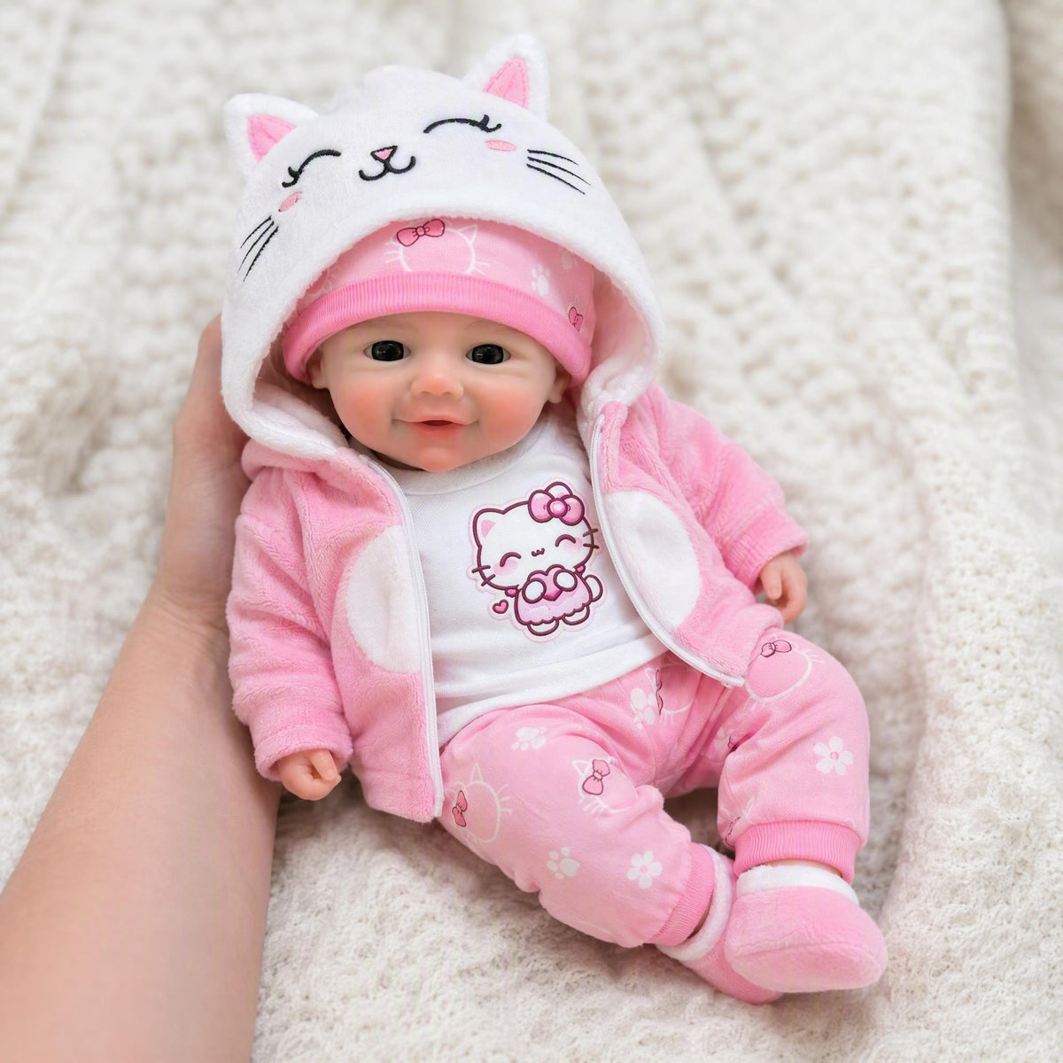 16 inch solid soft platinum silicone openable mouth powder set doll as a gift for children