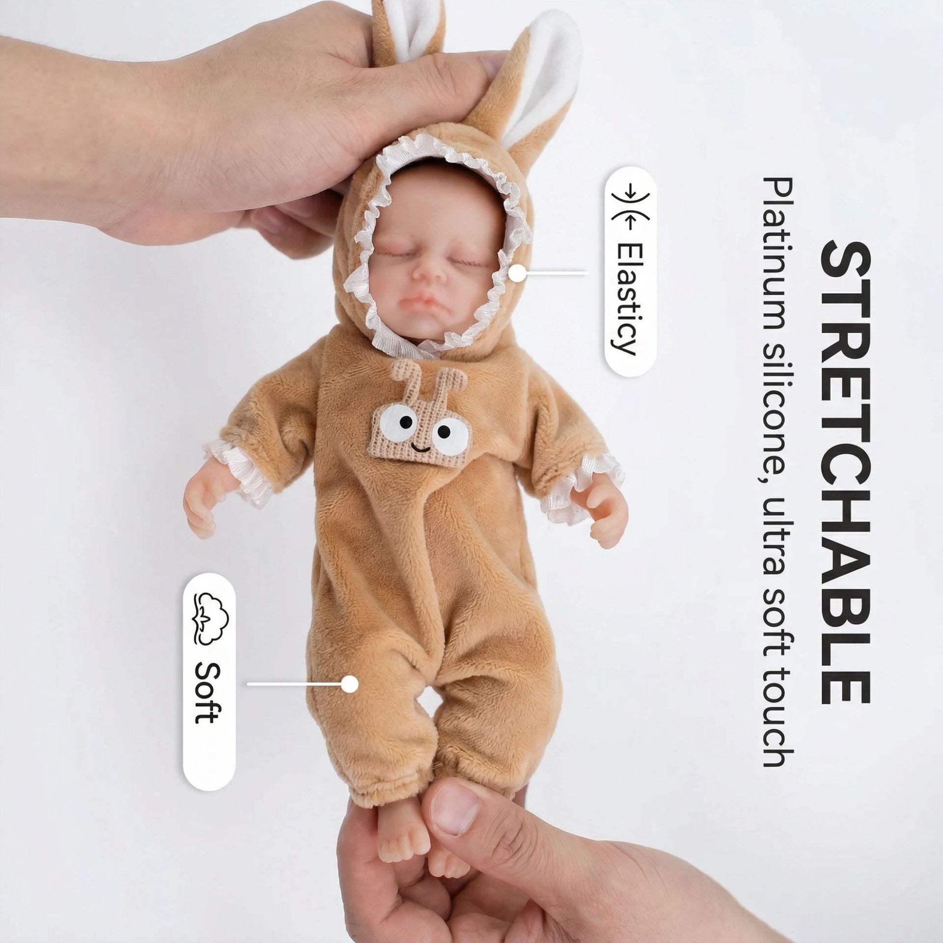 15CM Snail Small Ears Silicone Reborn Doll