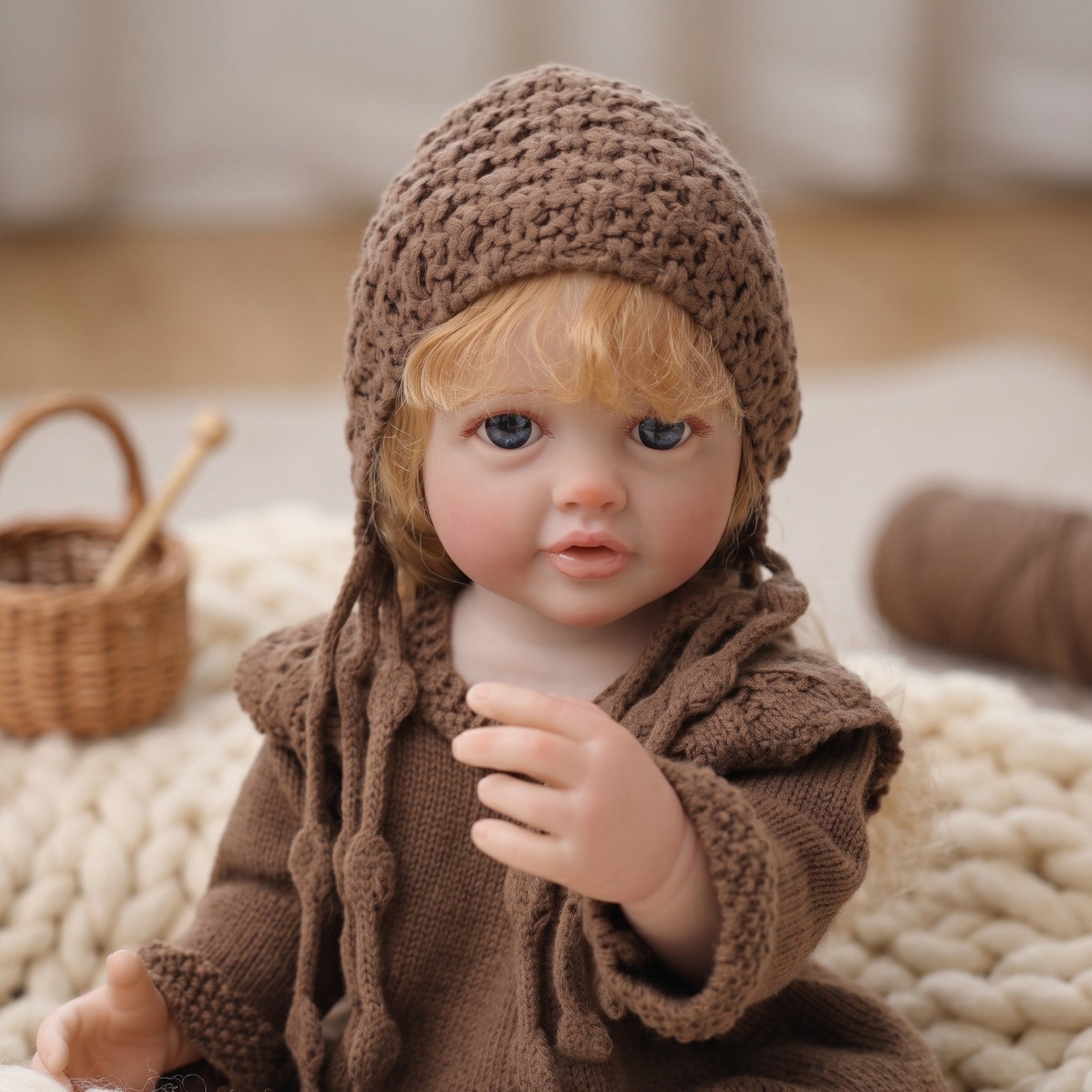 22 inch Reborn Doll with Full Vinyl Body simulated baby Hand-implanted Hair bath toy gift