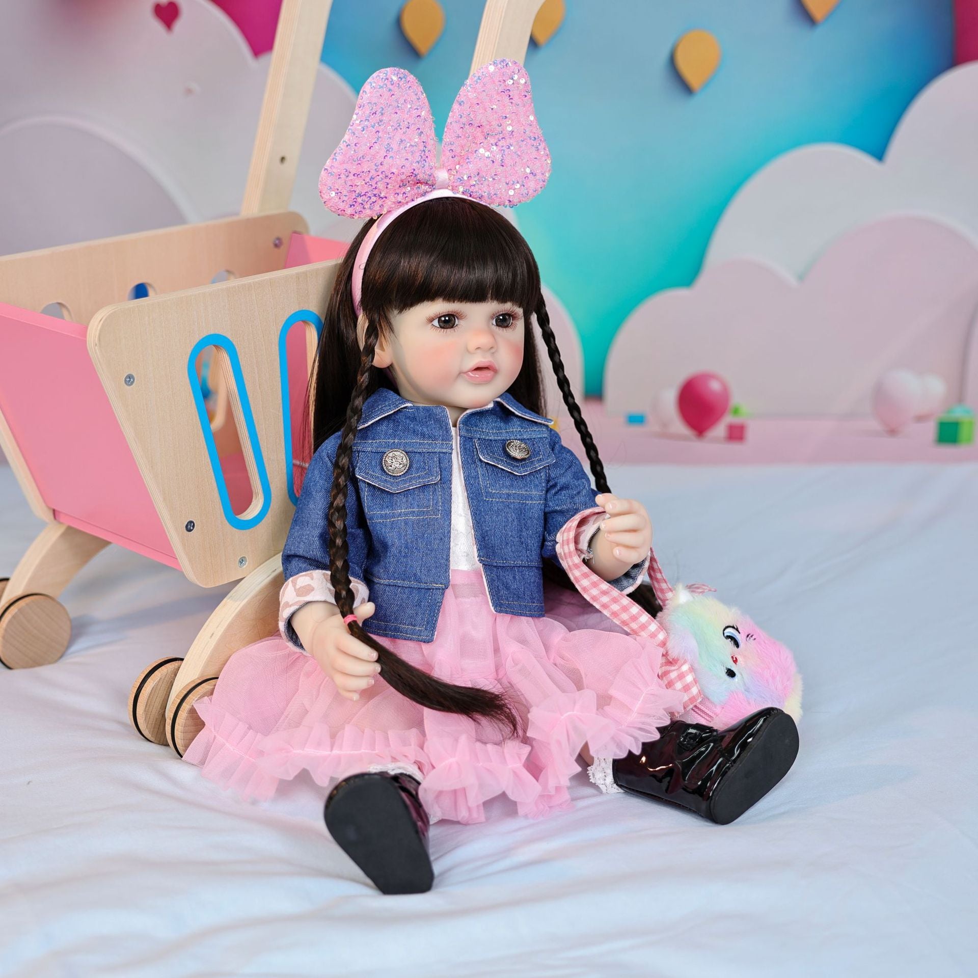 22 inch Reborn Doll with Full vinyl Body standing doll ornaments for gifts