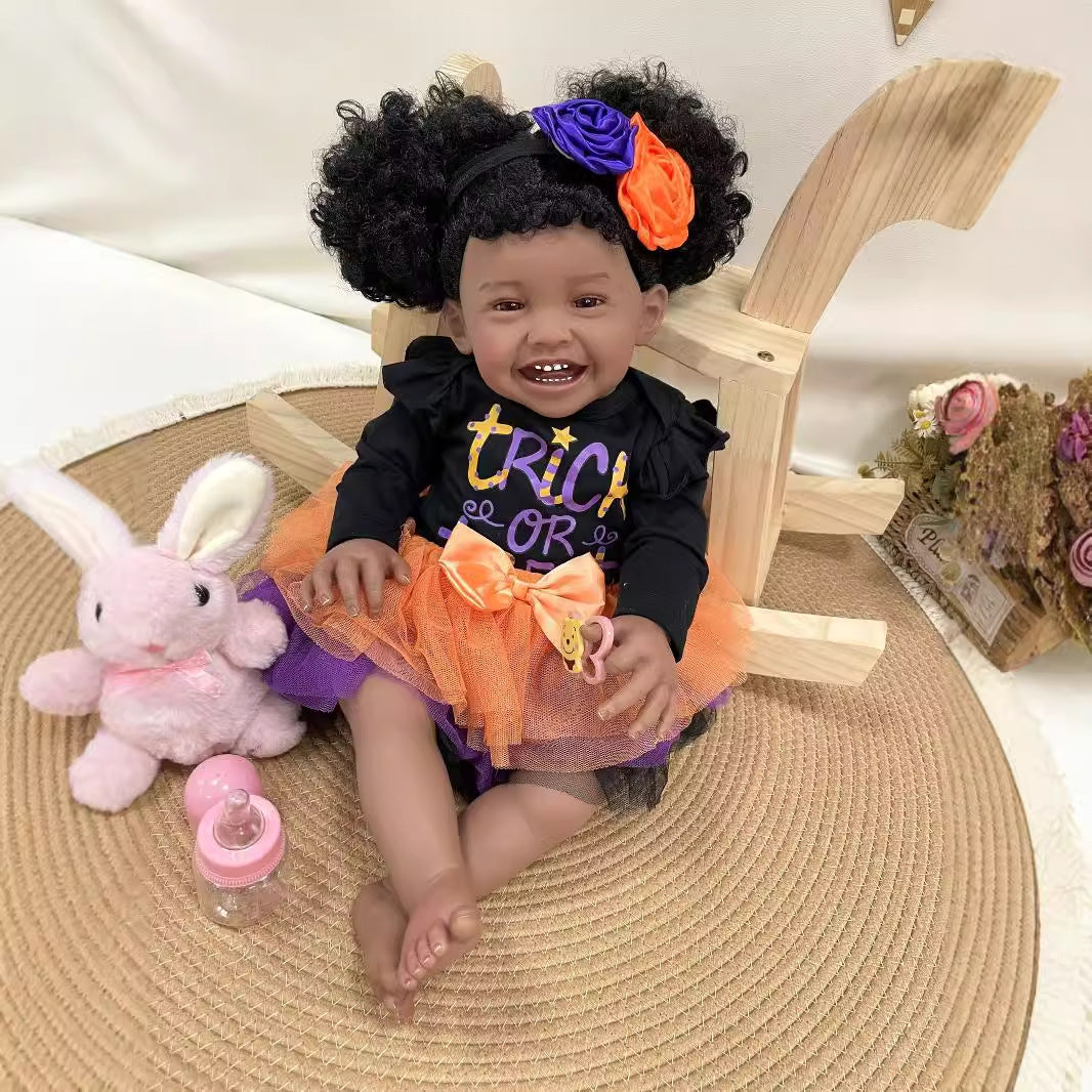 23Inches Handmade Lifelike Reborn Doll with Cloth Body 3D Skin Realistic Newborn Baby Play Toy Gift for Girls & Doll Collectors