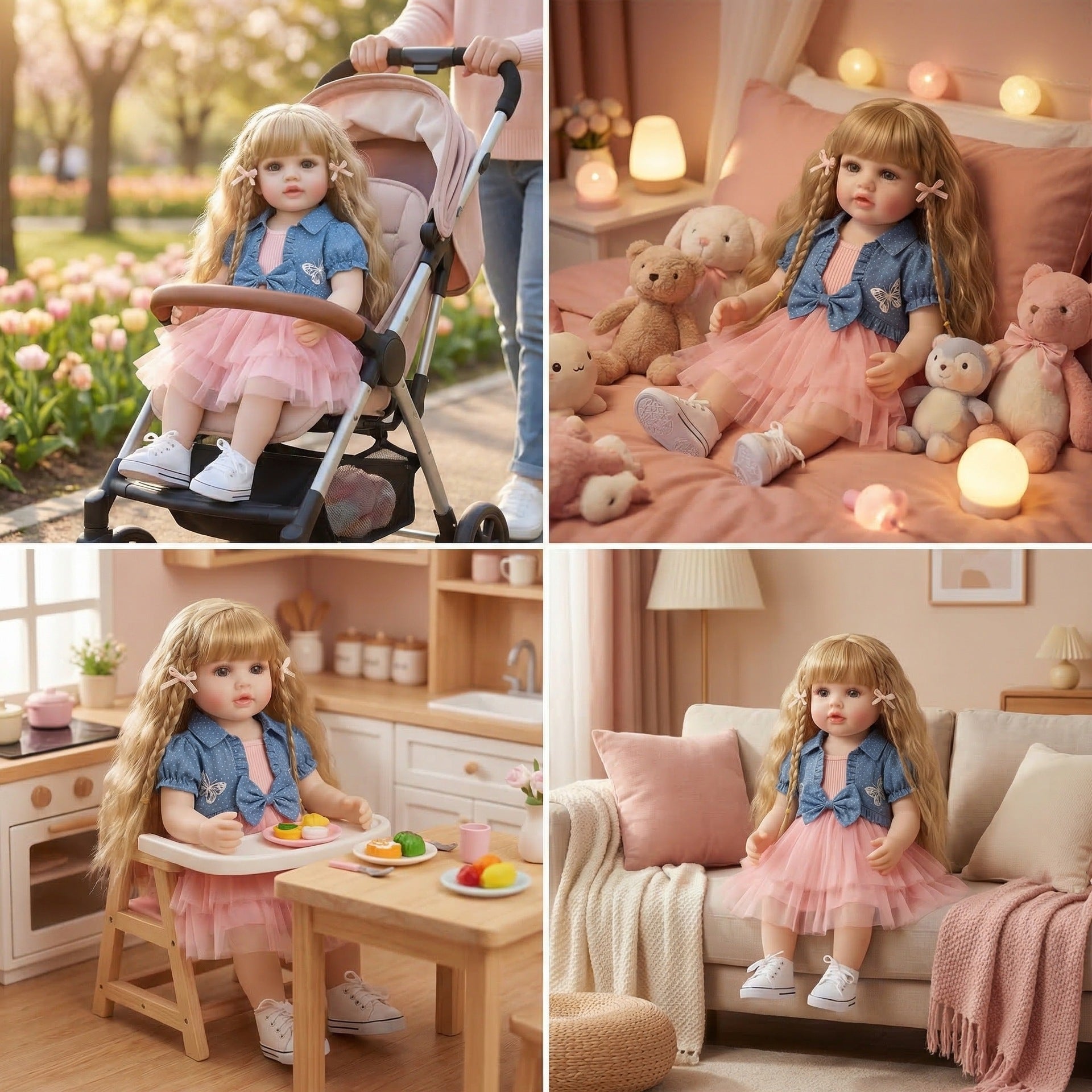 22 inch denim short sleeved top Betty simulation reincarnation doll reborn doll