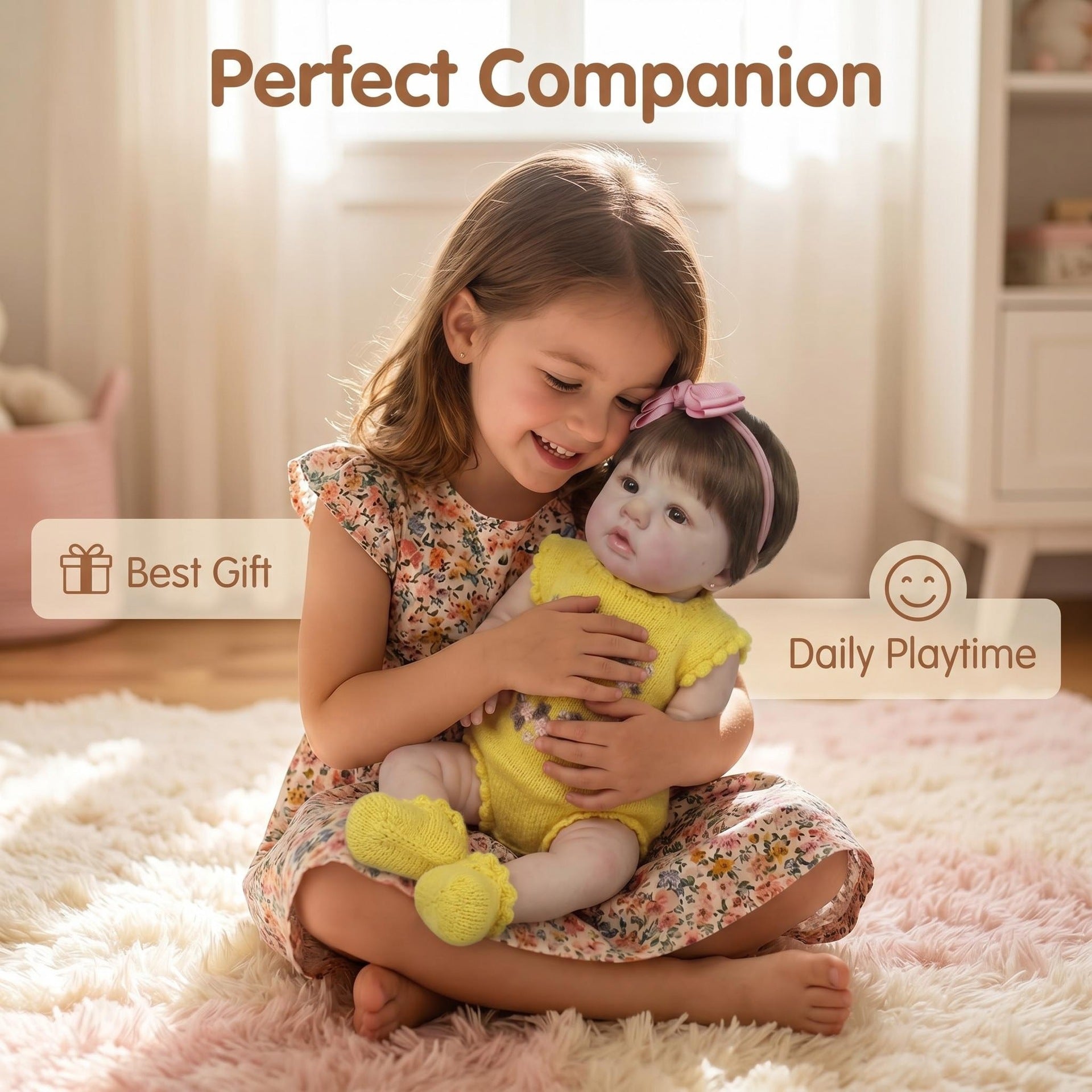 19 Inch with Full Vinyl Body Reborn Doll, Hand Knitted Romper Set, Comfort Companion, Holiday Surprise Gift For Collectors