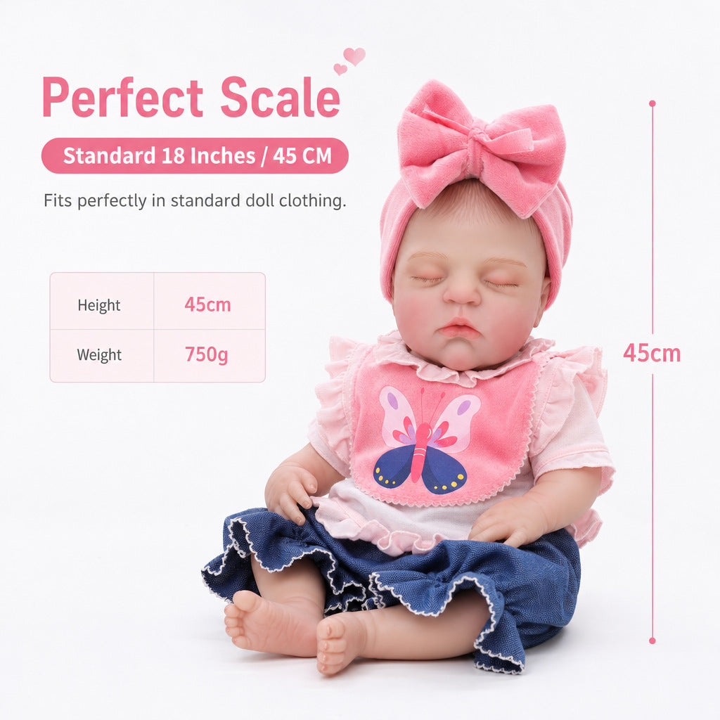 Exclusive Holiday Gift, 18 inch Pink Bow Reborn Baby Doll, Warm Surprise For Birthday Parties