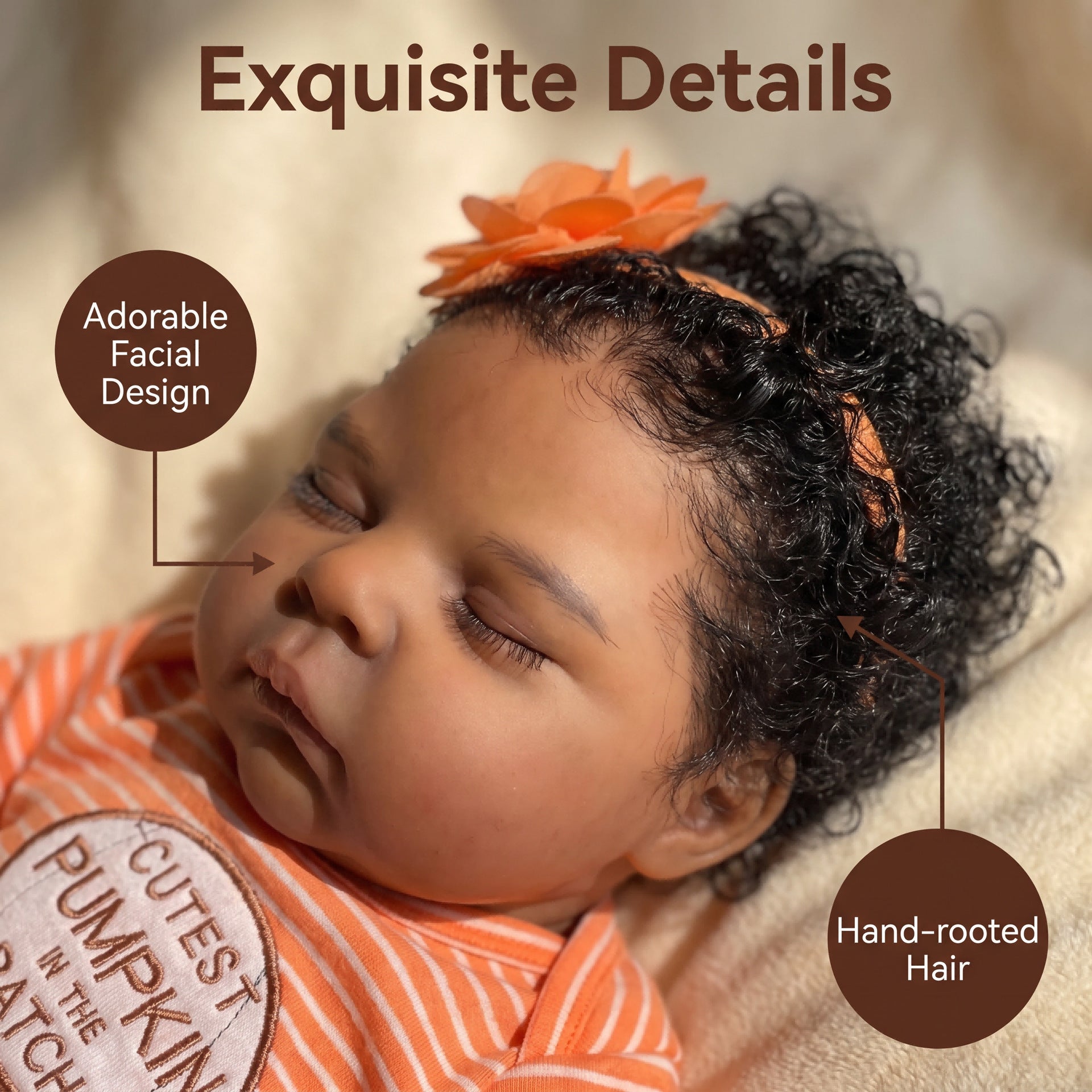 19 Inch with Soft Cloth Body Reborn Baby, Practical gift for birthdays, Halloween and western holidays
