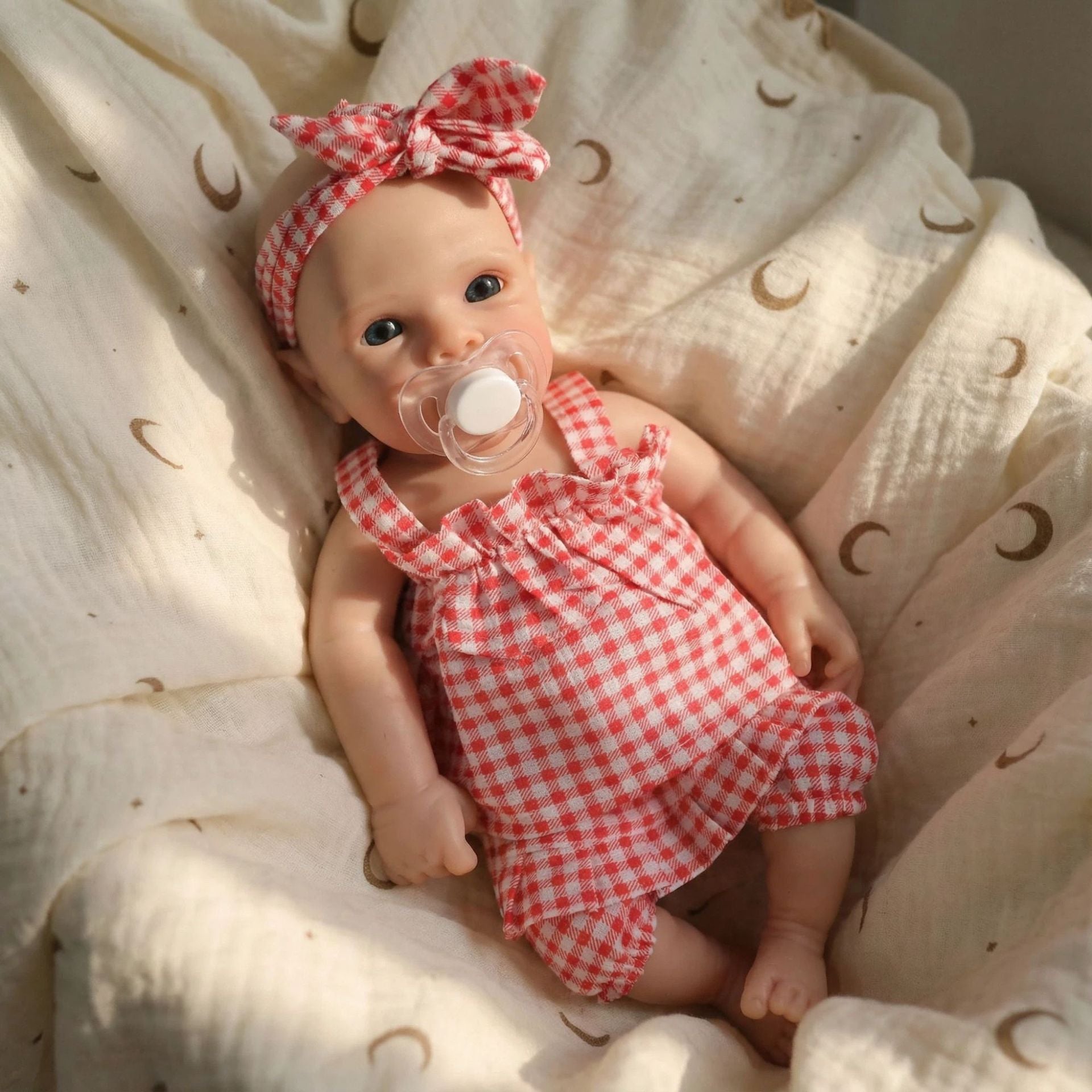 12 inch Pink Grid Strap Set Solid Silicone Rebirth Doll