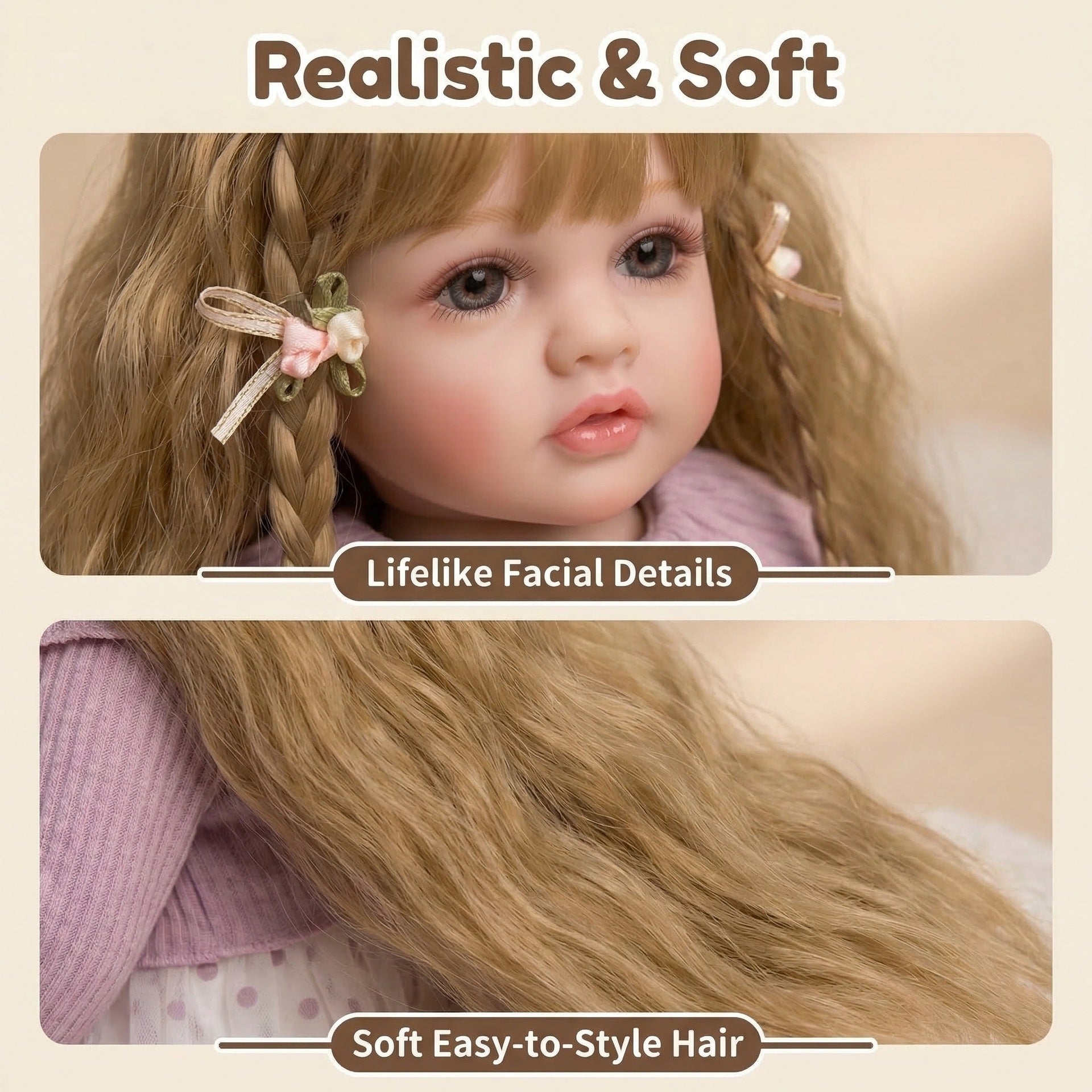 22 inch light purple long sleeved shawl Betty simulation reincarnation doll reborn doll