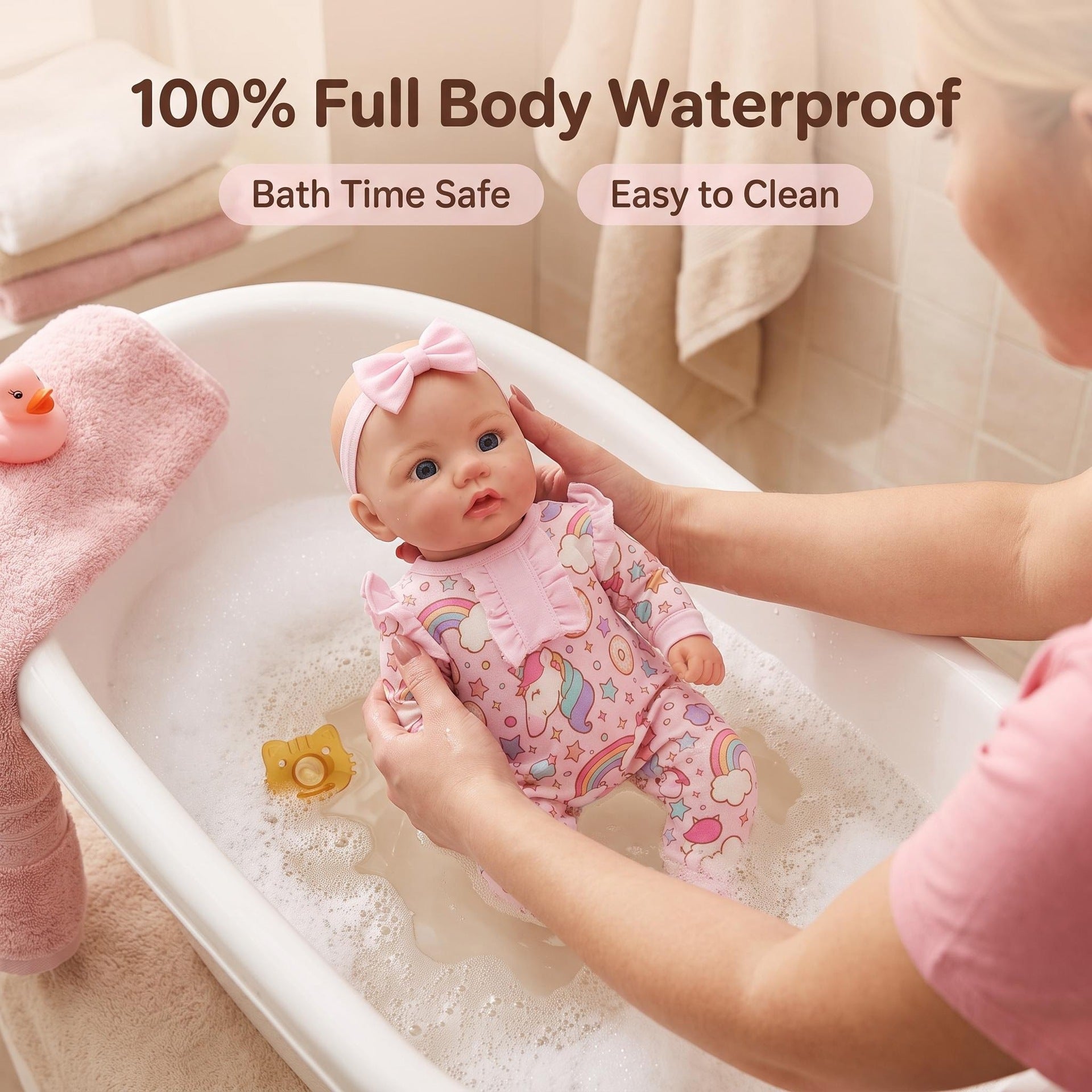 16 Inch Full Silicone Baby Doll, Vibrant Unicorn‑Print Outfit, Memorable Gift for Birthdays and Holiday Celebrations