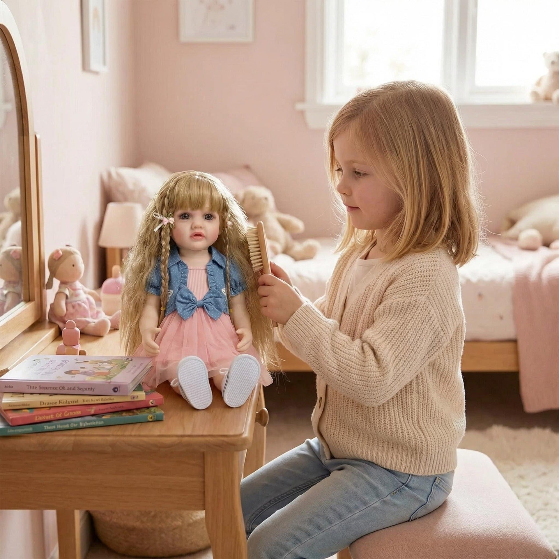 22 inch denim short sleeved top Betty simulation reincarnation doll reborn doll