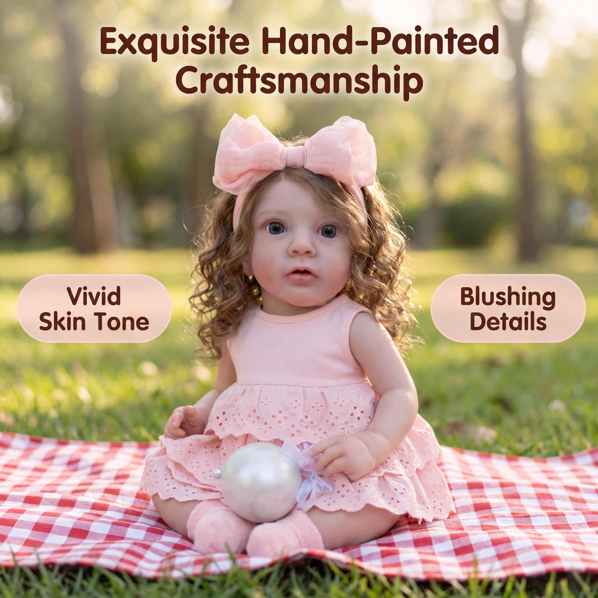 21 Inch Huggable with Cloth Body Reborn Doll, Hollow Lace Layer Dress, Perfect Birthday Present