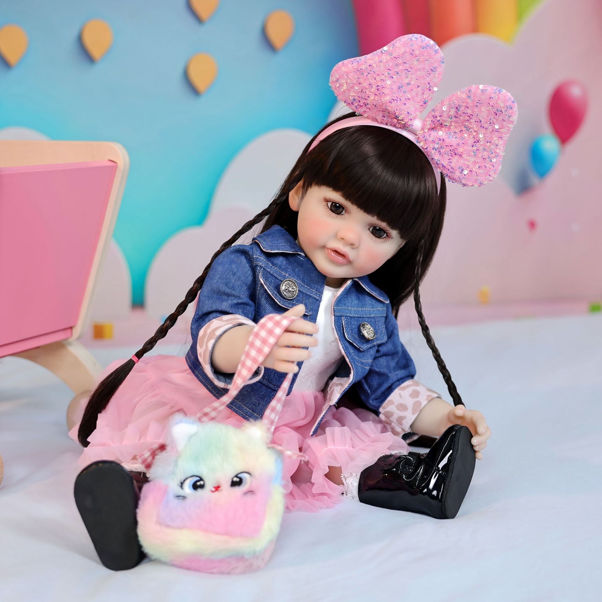 22 inch Reborn Doll with Full vinyl Body standing doll ornaments for gifts