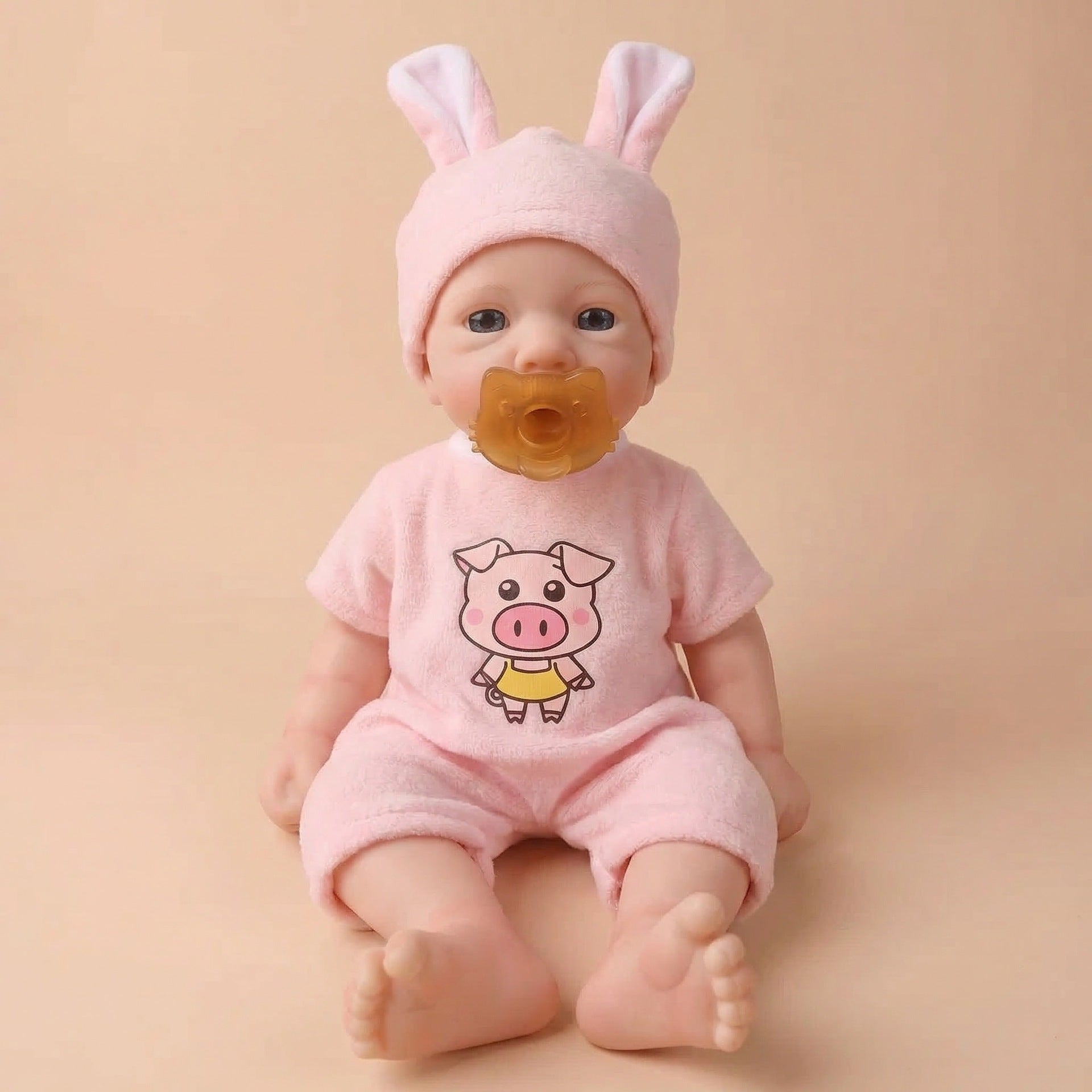 12 inch rabbit ear cap simulation doll silicone reincarnation doll