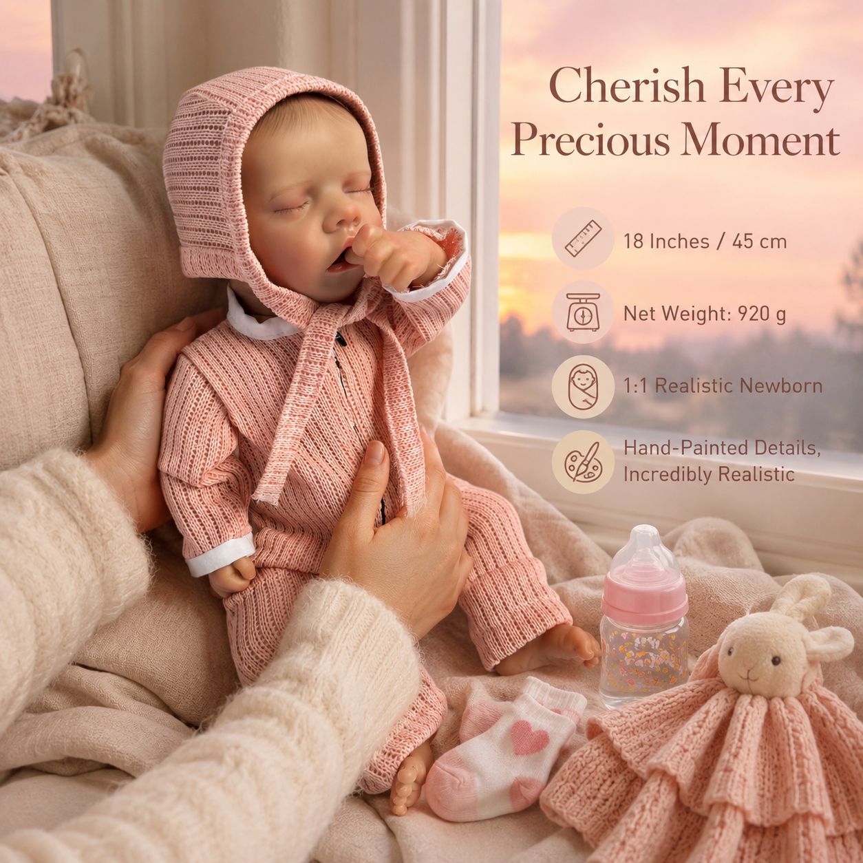 Soft Full Vinyl 18 Inch Realistic Baby Doll, All‑Age Companion Toy for Festive Gifting