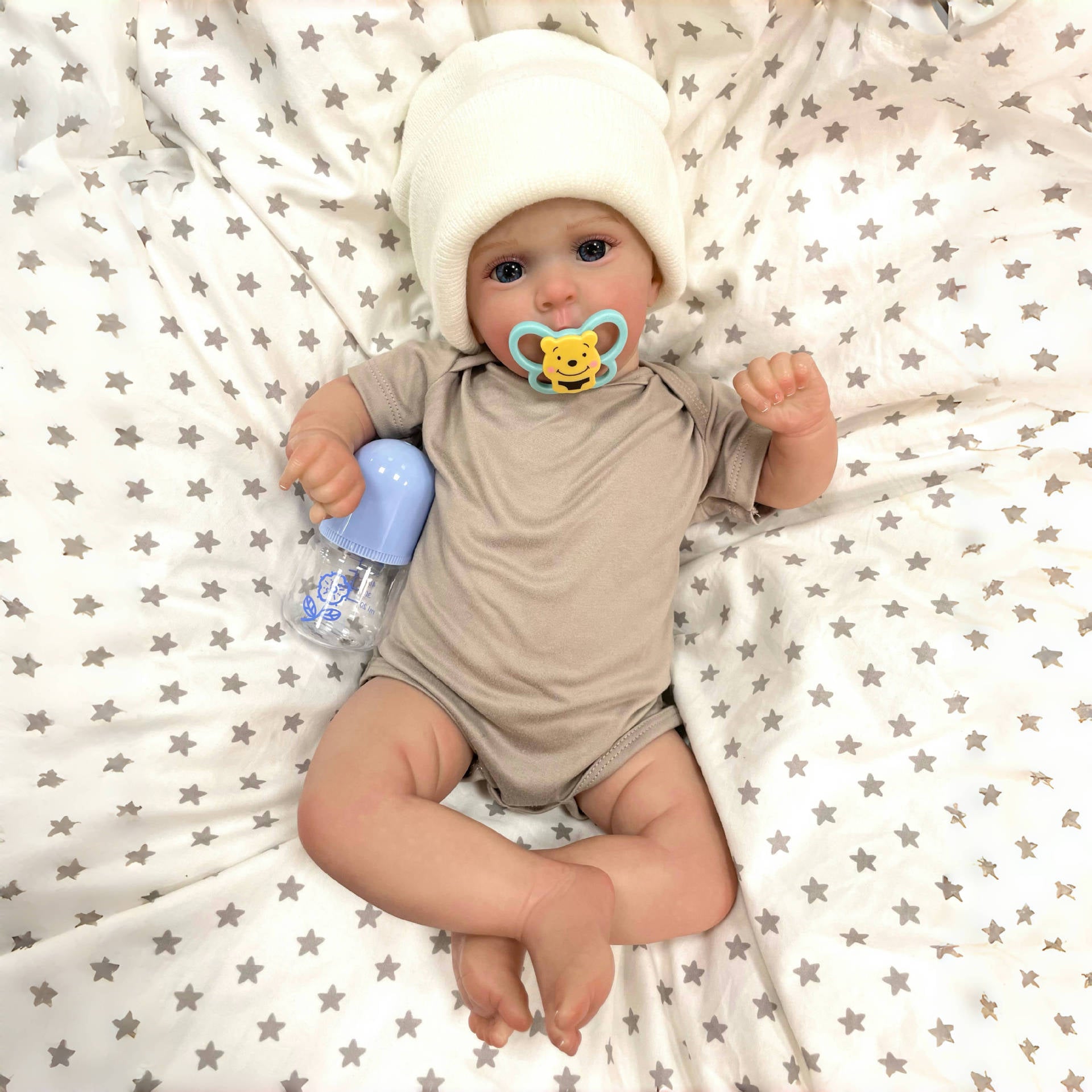 19Inch Realistic Reborn Newborn Dolls with Cloth Body Detailed 3D Skin Handmade Collectible Doll Toy for Girls & Doll Lovers