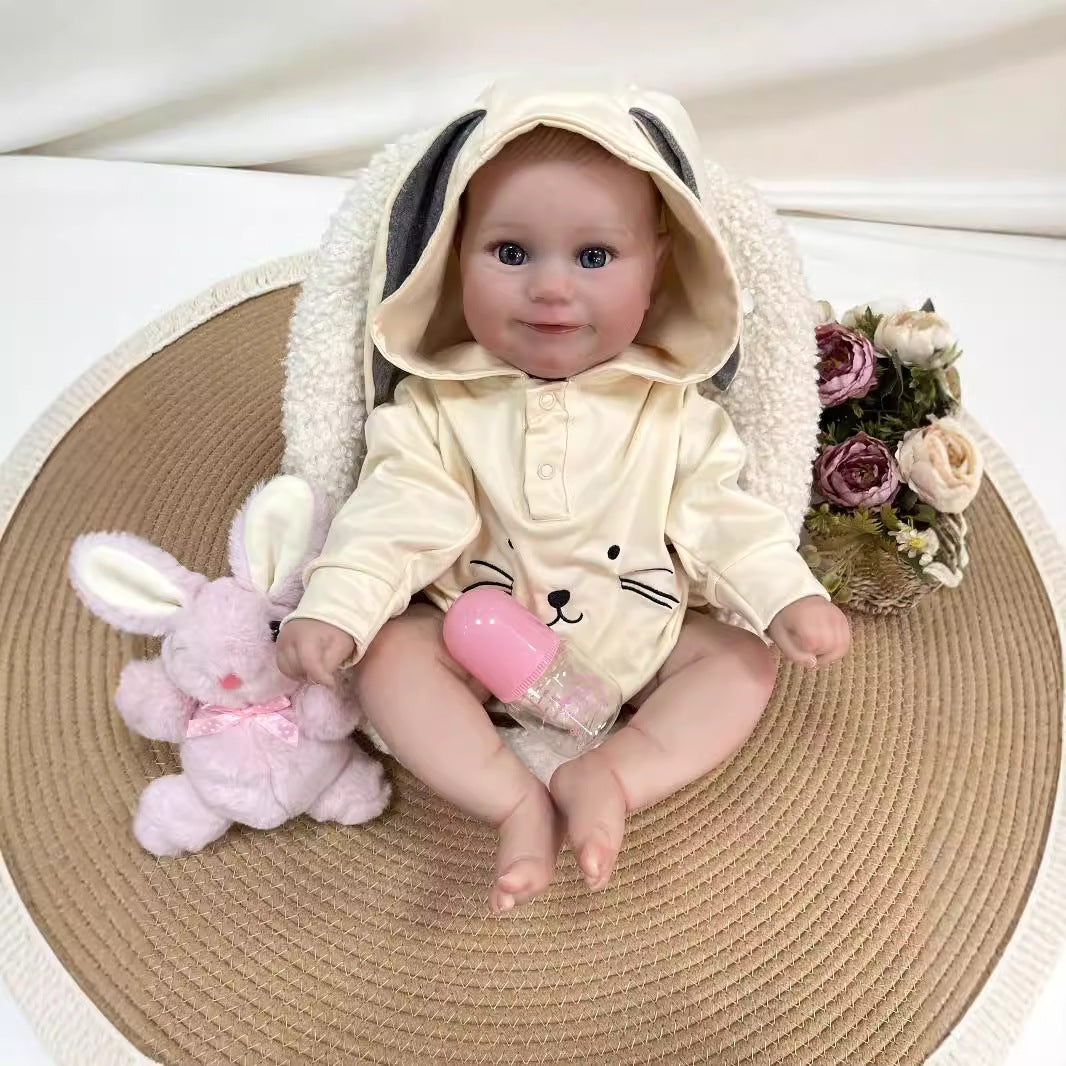 19inch Handmade Lifelike Reborn Baby Doll with Cloth Body Realistic 3D Skin Children Play Toy for Little Girls