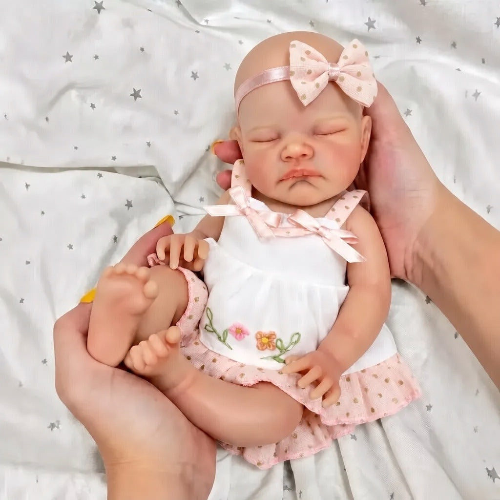 13 inch Full solid silicone flower August simulation doll as a gift for children or girl, collectible silicone doll
