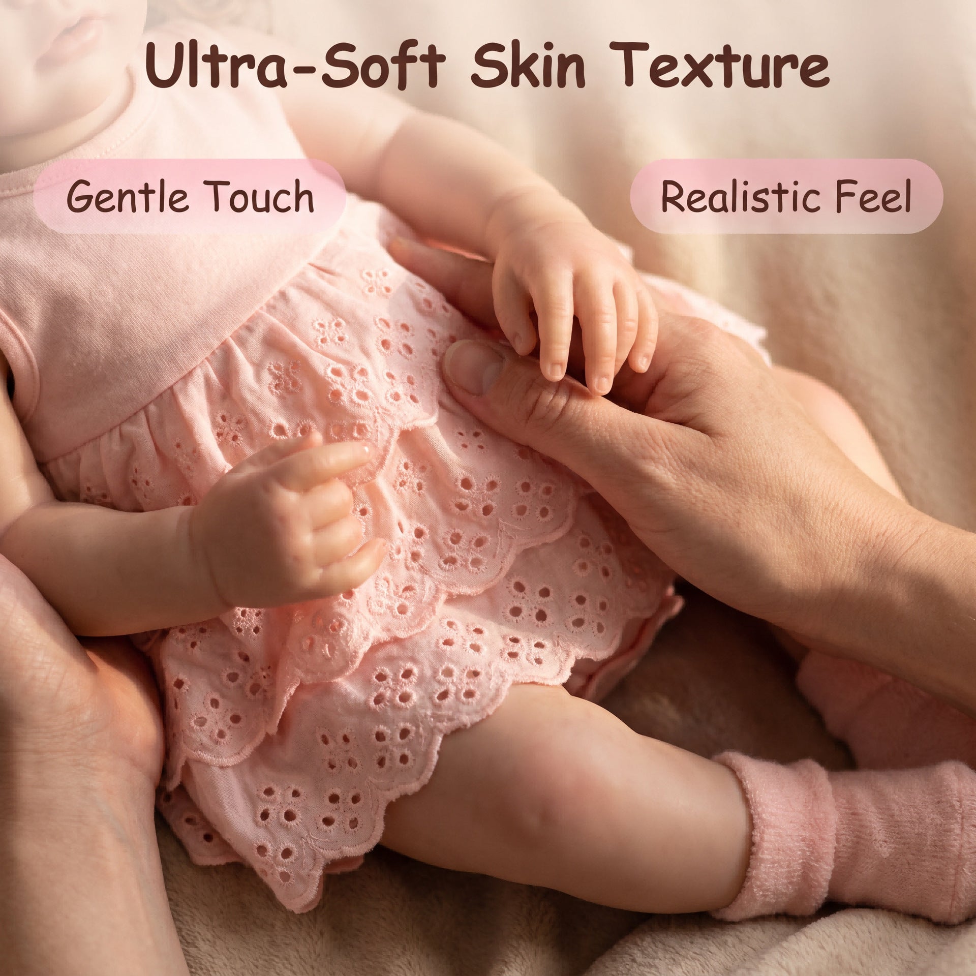 21 Inch Huggable with Cloth Body Reborn Doll, Hollow Lace Layer Dress, Perfect Birthday Present
