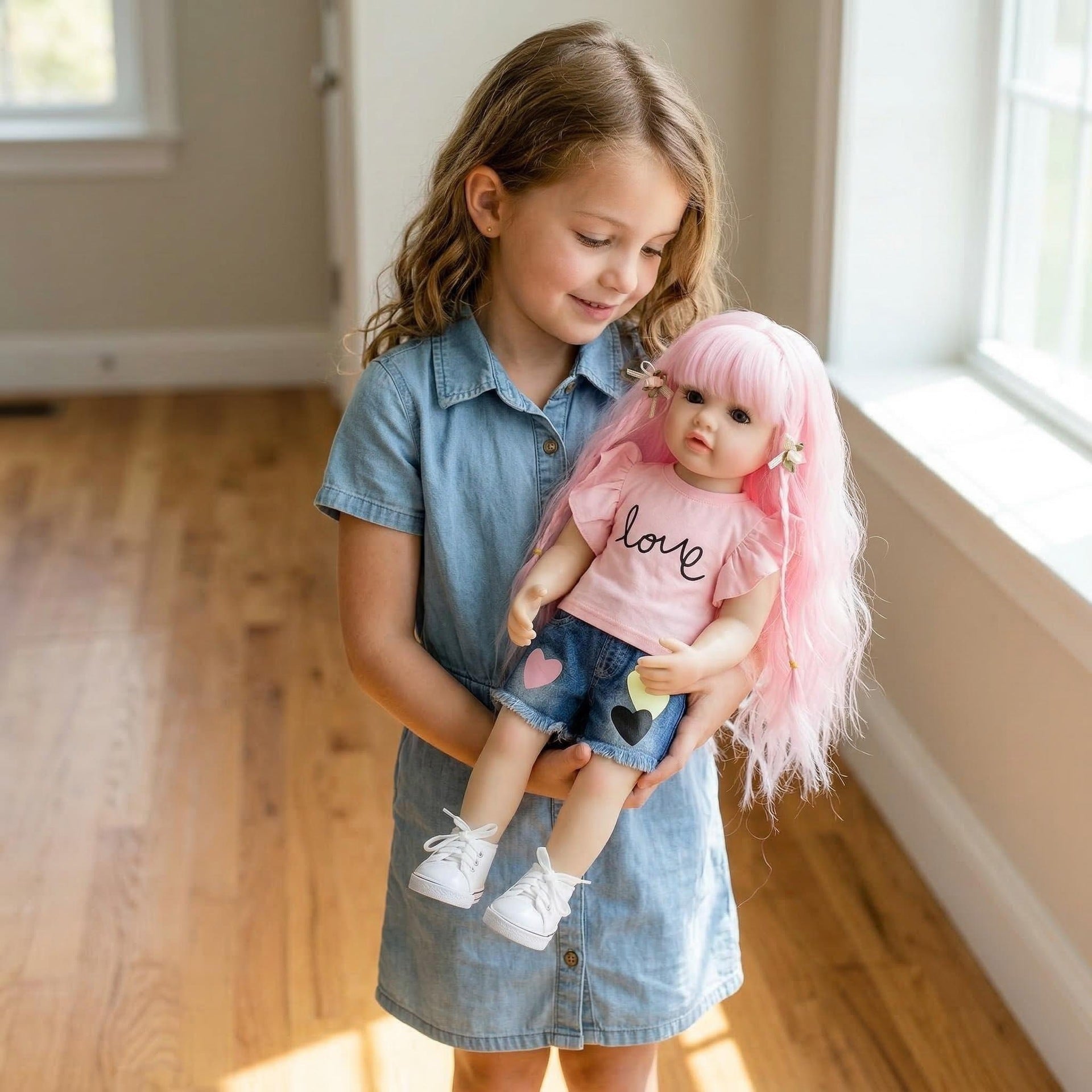 22 inch heart-shaped denim shorts Betty simulation reincarnation doll reborn doll