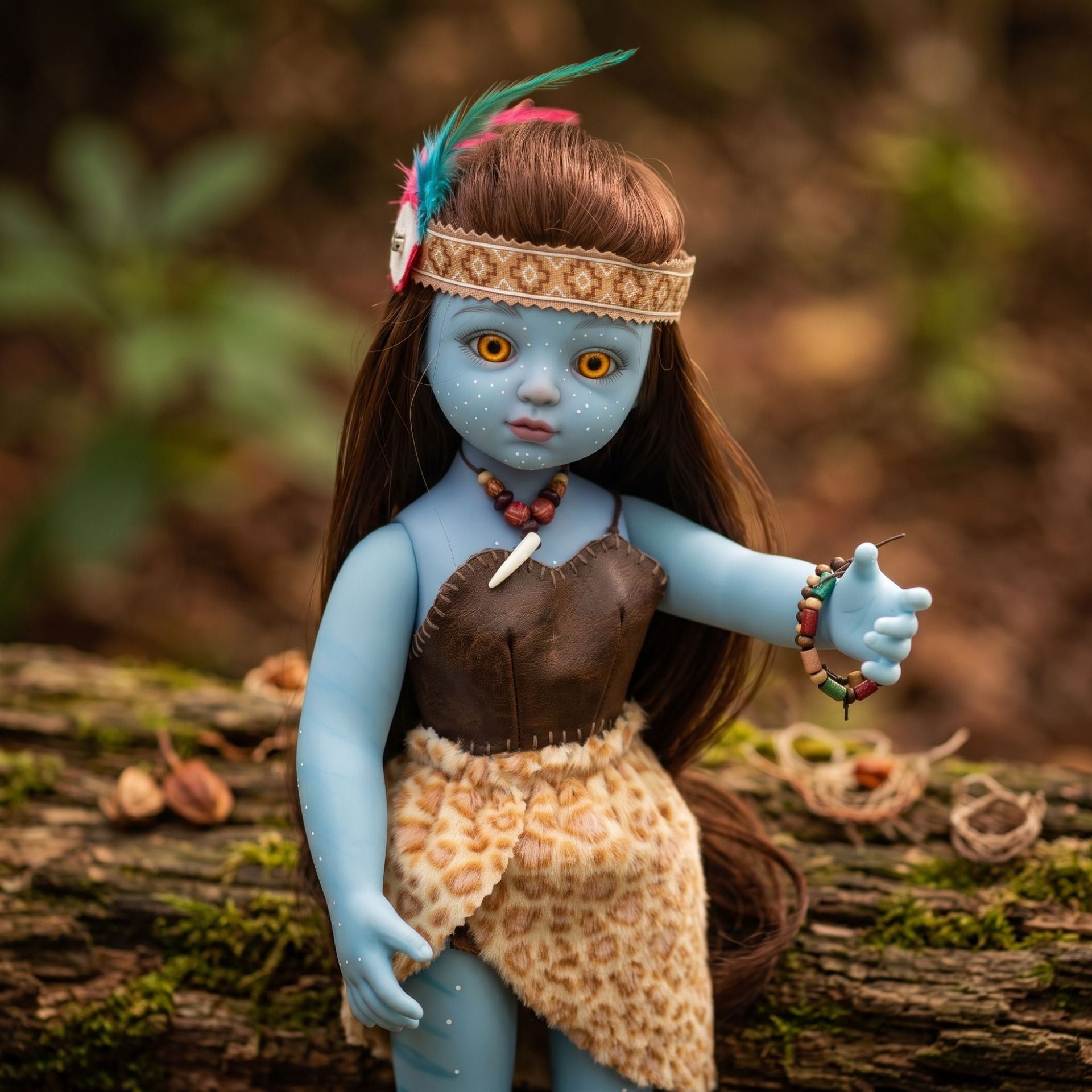 Collectible 18 Inch with Full Vinyl Body Avatar Doll, Tribal Outfit, Shelf Decor & Holiday Collector Gift