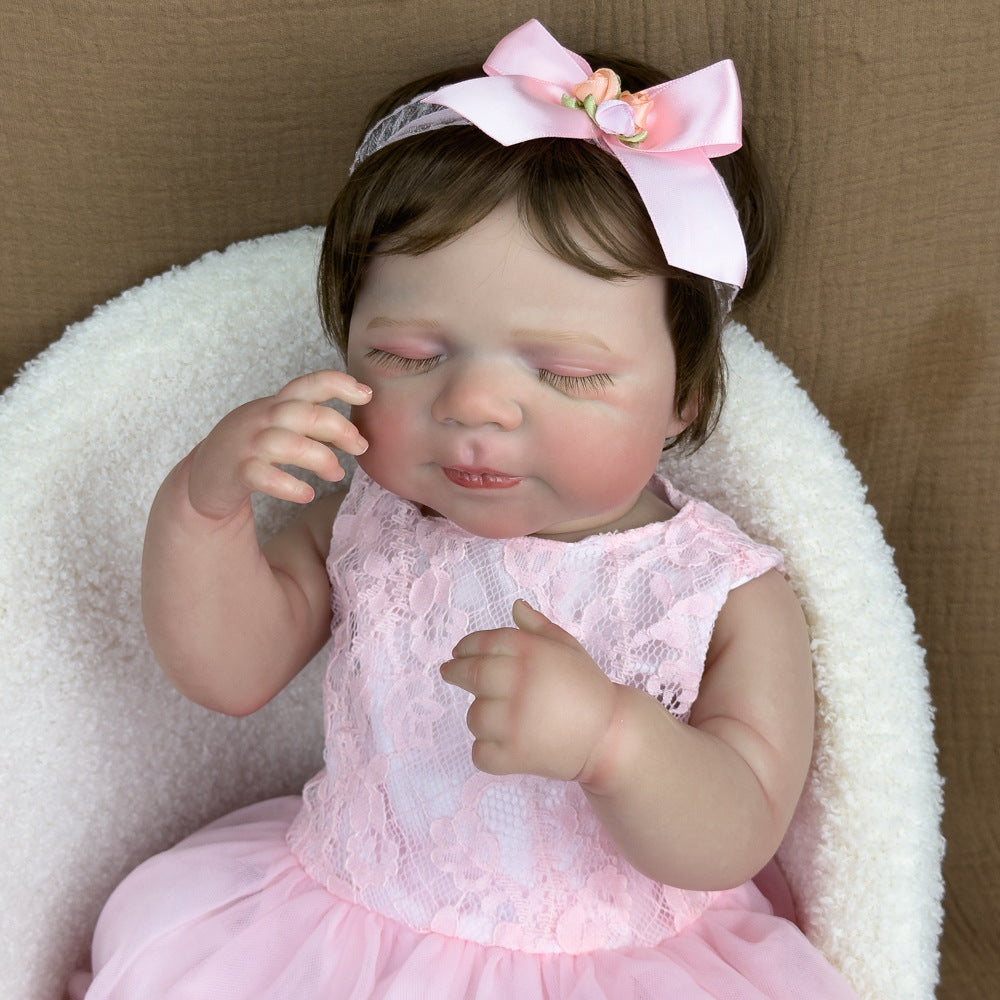 20 Inch Full Vinyl Sleeping Reborn Girl Doll, Realistic Closed-Eye Newborn, Calming Collectible Companion for Adults