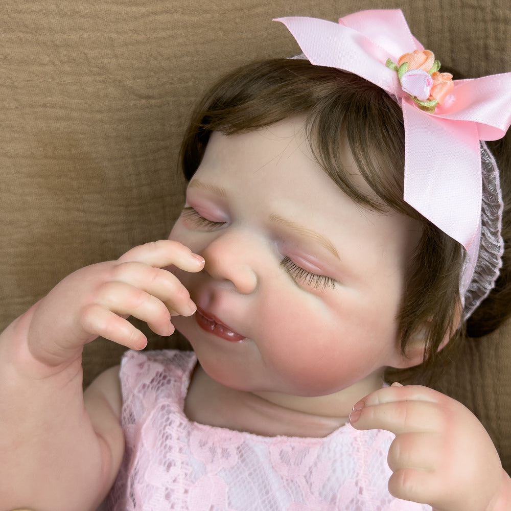 20 Inch Full Vinyl Sleeping Reborn Girl Doll, Realistic Closed-Eye Newborn, Calming Collectible Companion for Adults