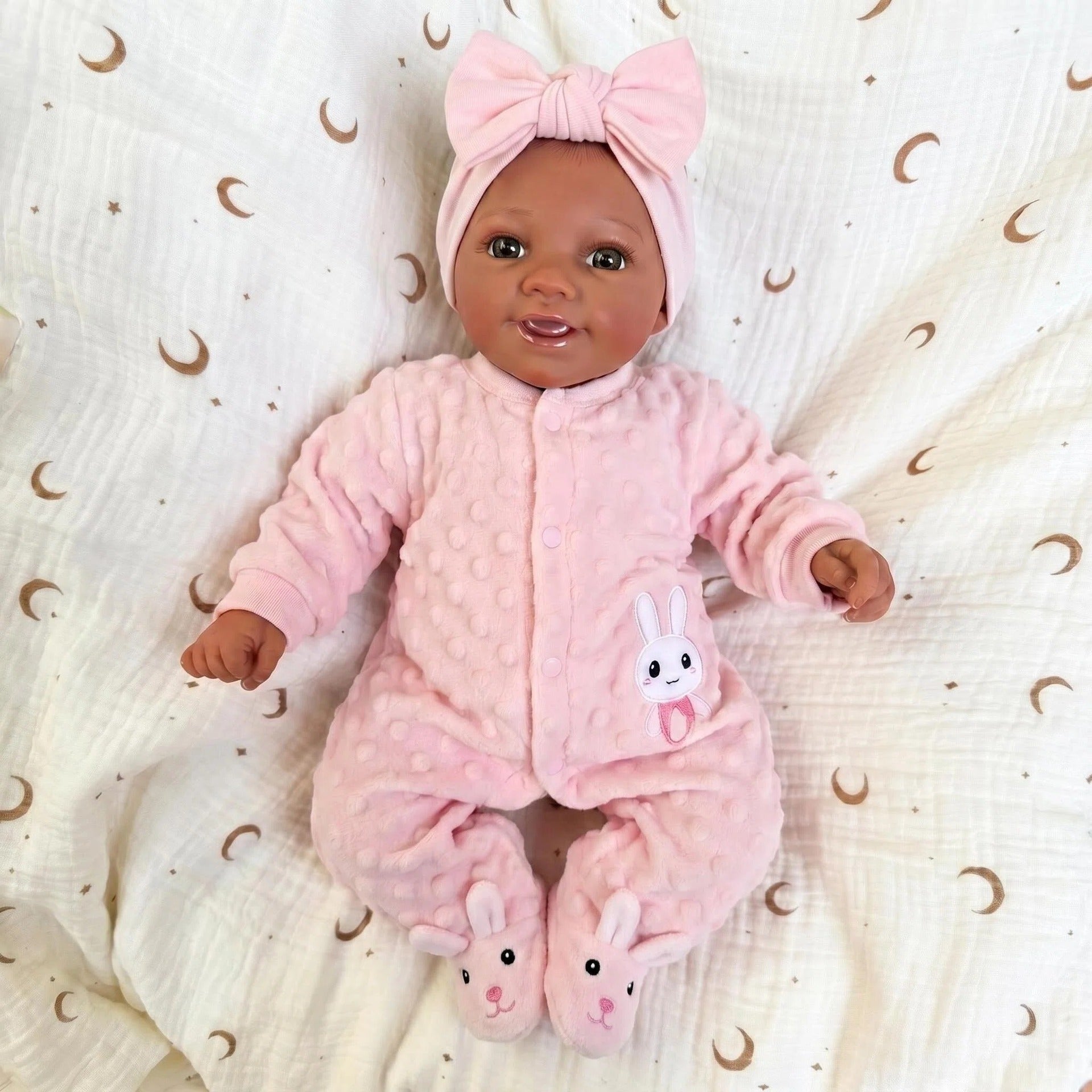 17-inch Reborn Baby Dolls Black Soft cloth Body Realistic Newborn Baby Doll Real Life Baby Doll Handmade Art Doll