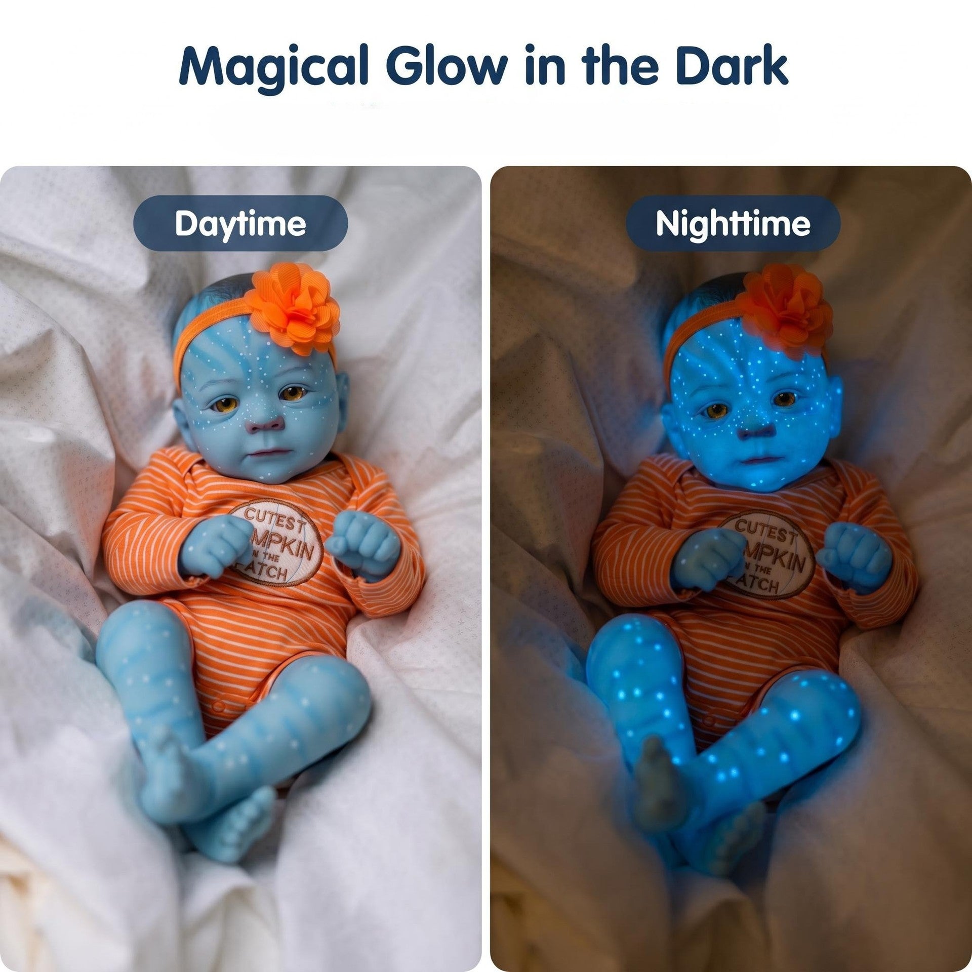 Unique Avatar Style 19inch with Full Vinyl Body Doll Hand Painted Spotted Blue Skin Halloween Themed Outfit Poseable Hobby Display Toy