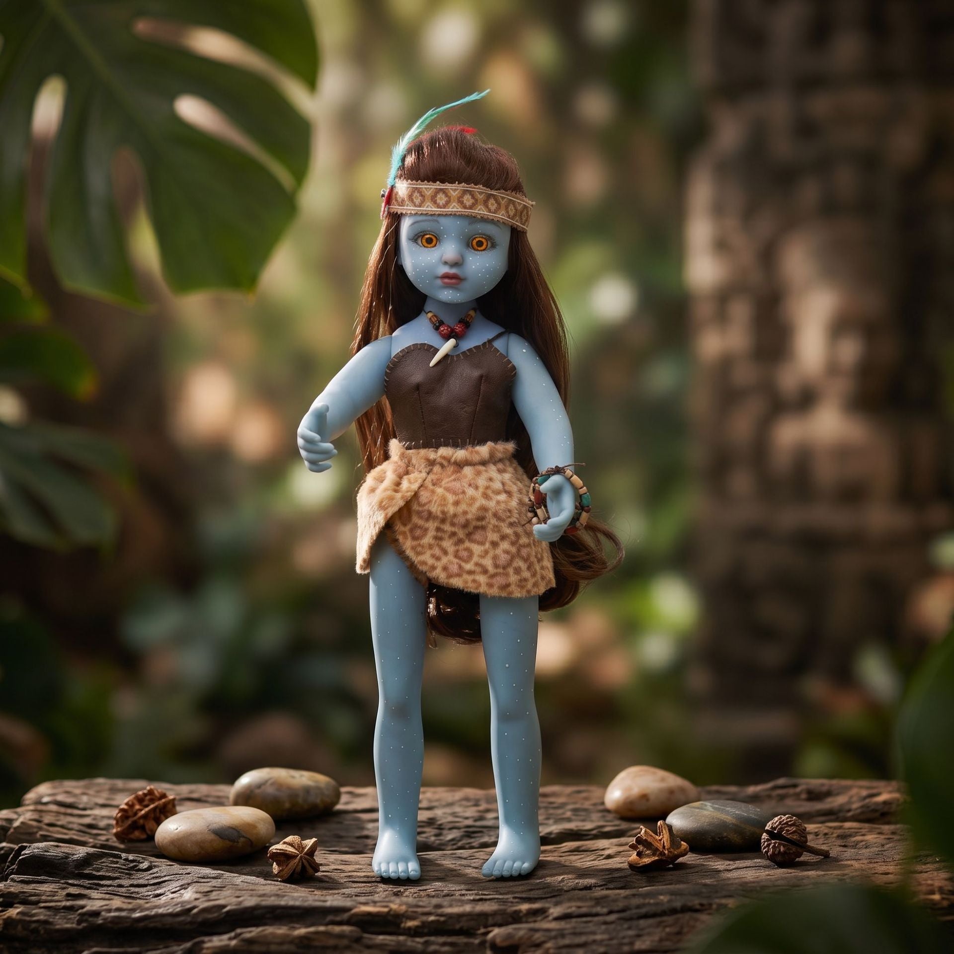 Collectible 18 Inch with Full Vinyl Body Avatar Doll, Tribal Outfit, Shelf Decor & Holiday Collector Gift