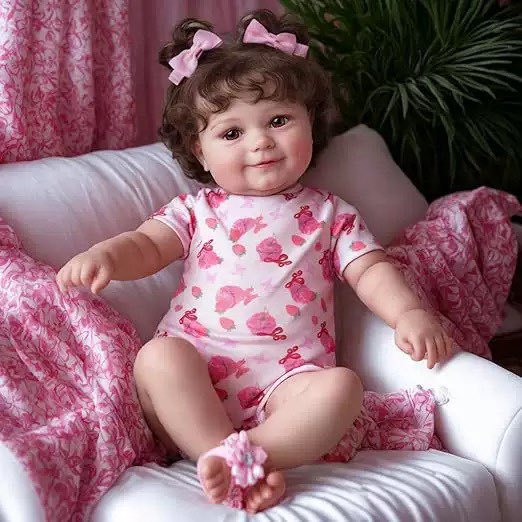 20 Inch with Full Vinyl Reborn Baby, Blonde Pigtails & Pink Heart Tutu Outfit, Companion Doll for Birthday & Holiday Gift