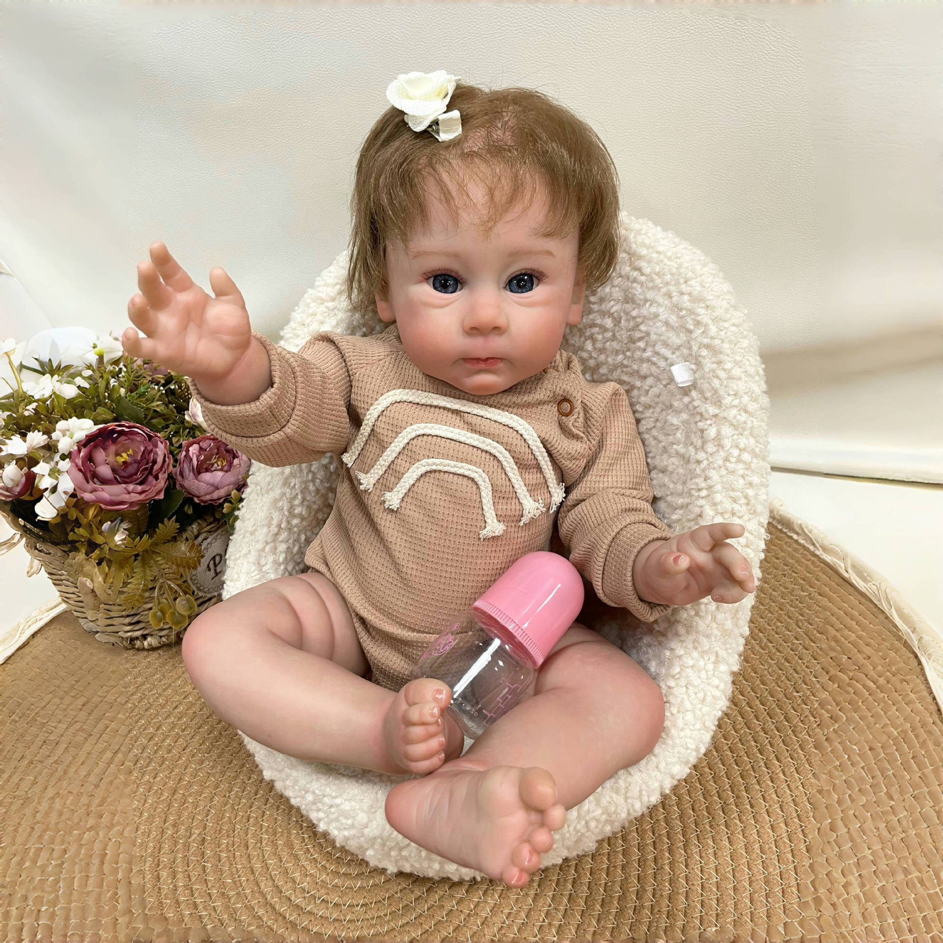 23Inch Realistic Reborn Dolls with Cloth Body 3D Vein Skin Handcrafted Gift Toy for Little Girls Collectors